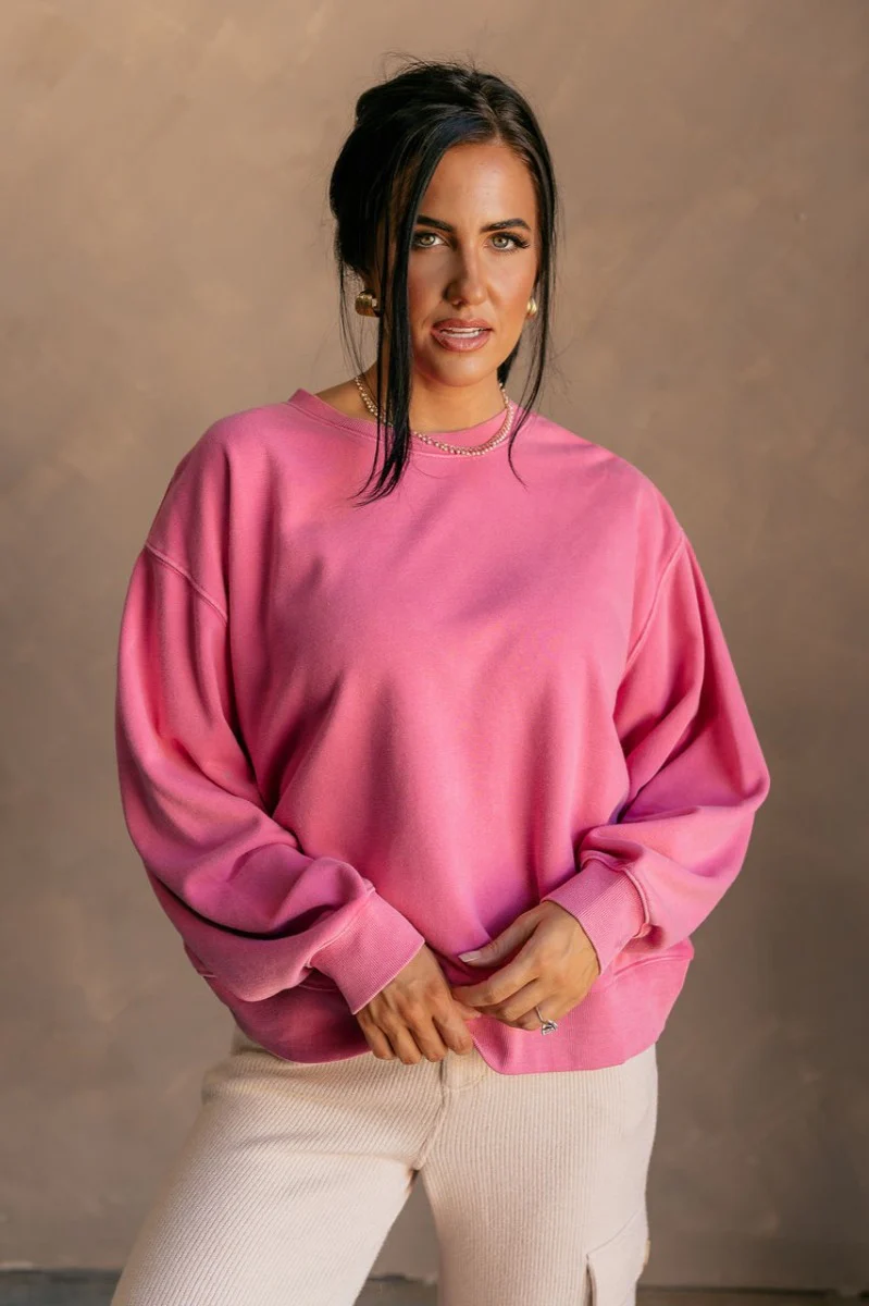 Hannah Fuchsia Crew Neck Sweatshirt - Image 3