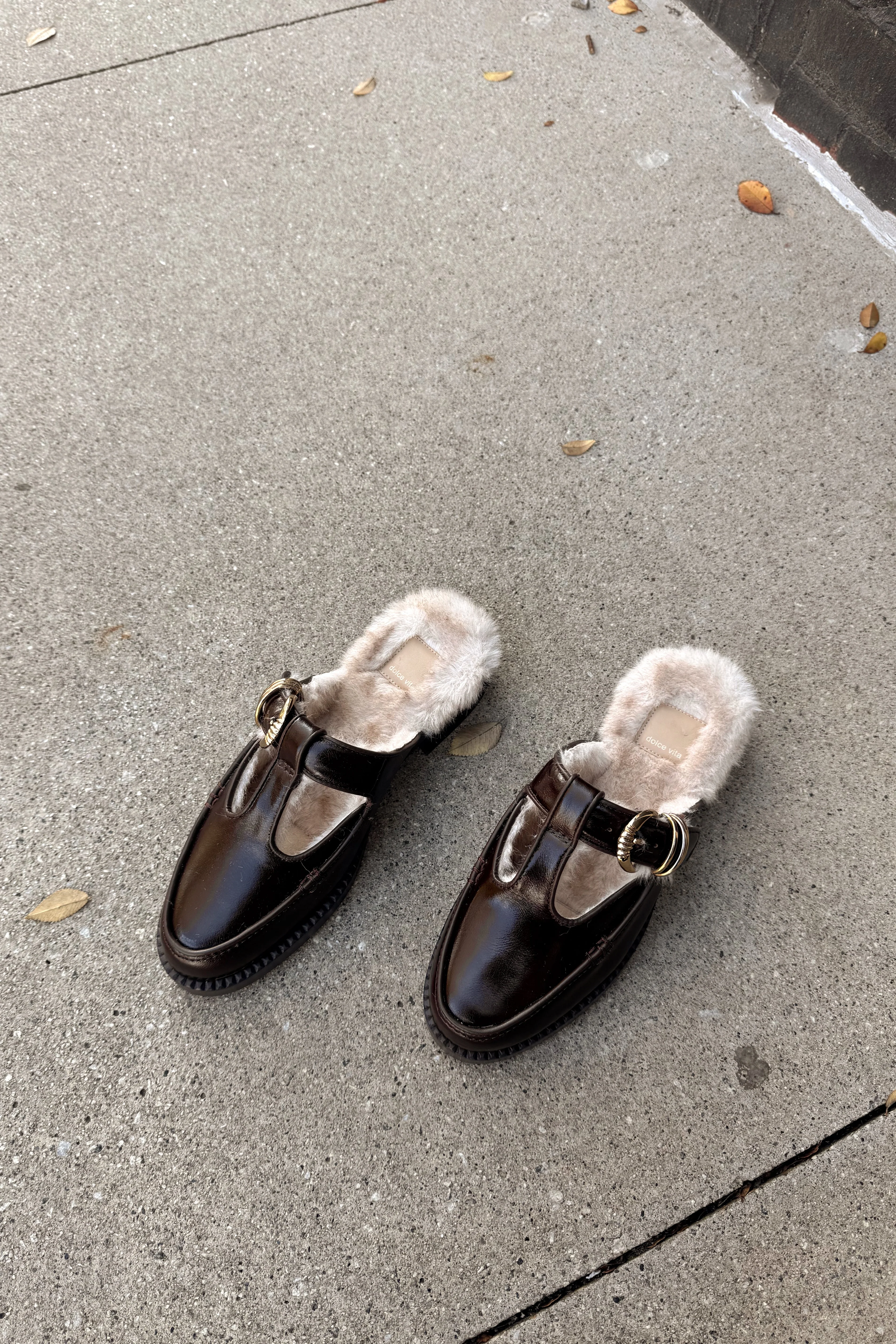 Harlah Chocolate Leather Plush Flats