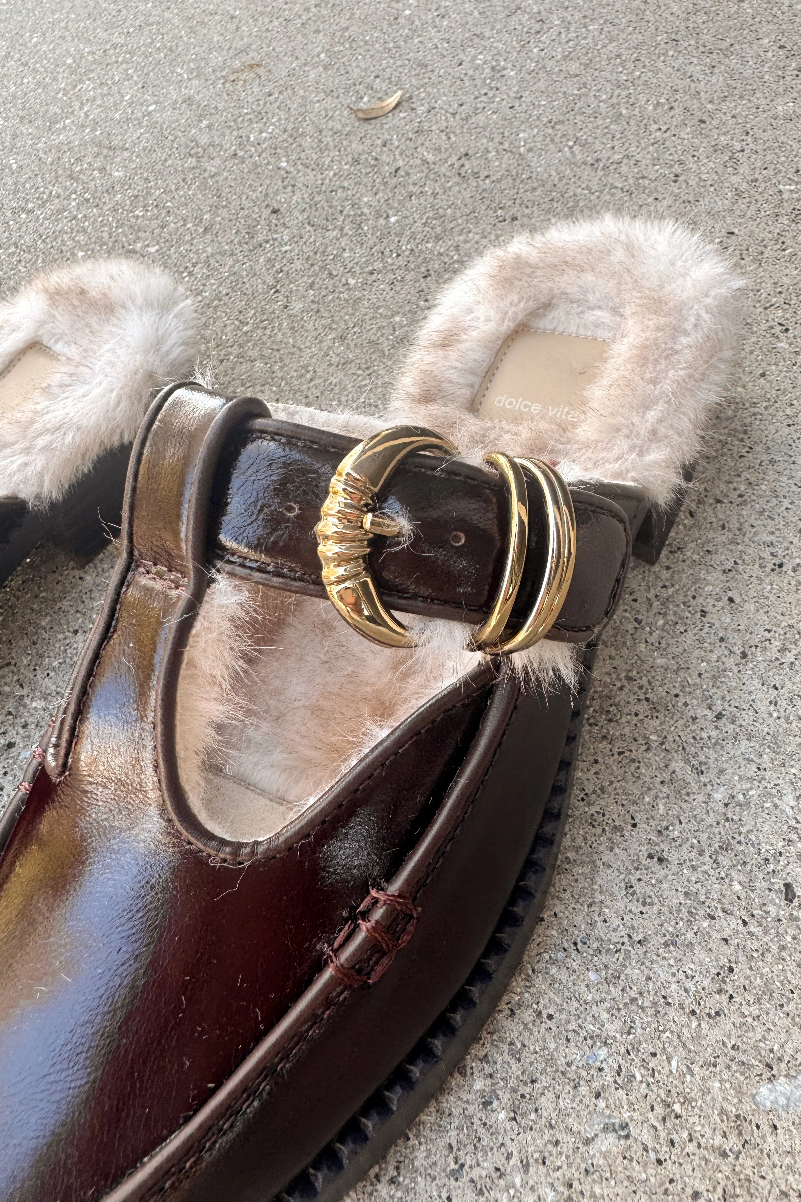 Harlah Chocolate Leather Plush Flats - Image 2