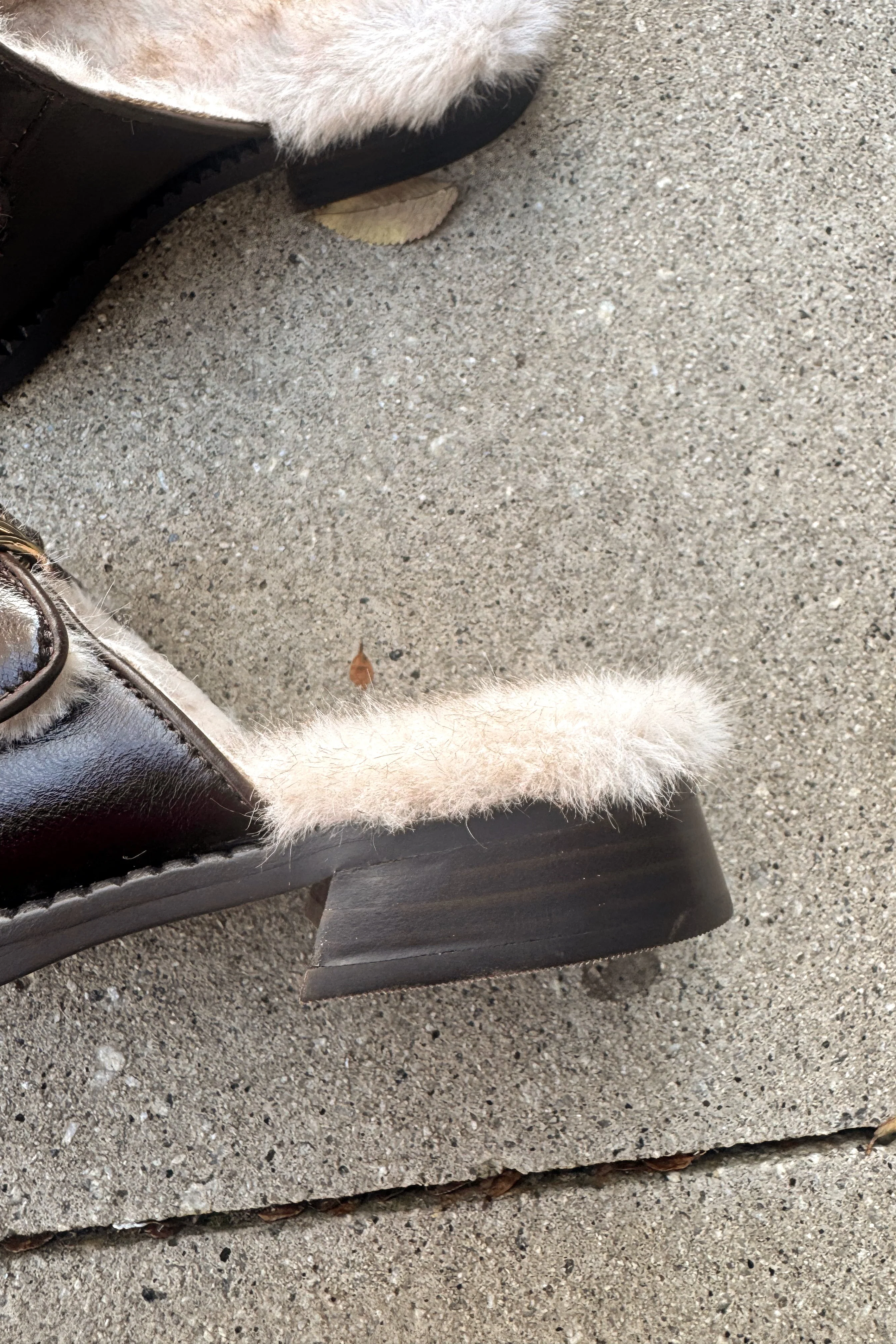 Harlah Chocolate Leather Plush Flats - Image 4