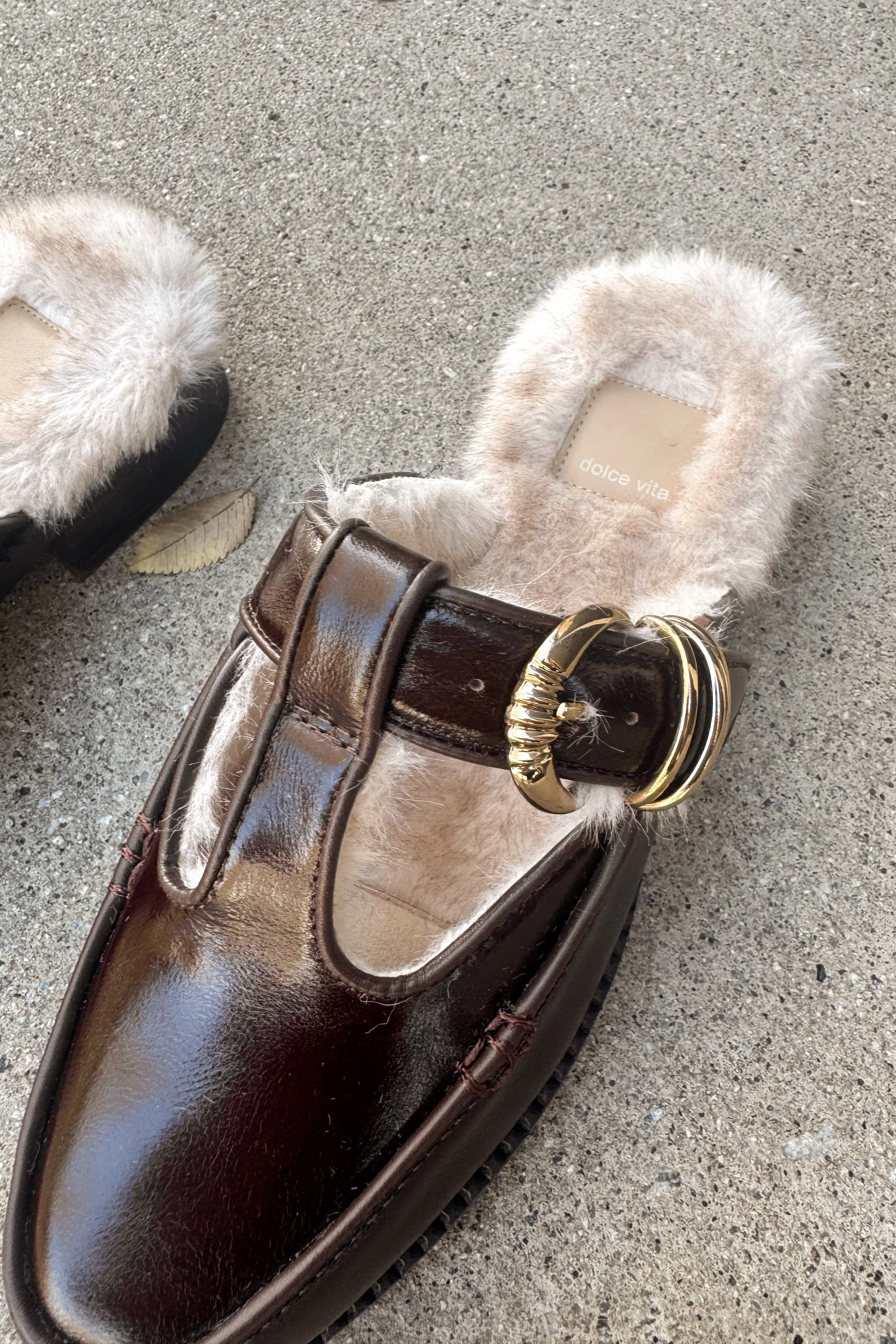 Harlah Chocolate Leather Plush Flats - Image 5