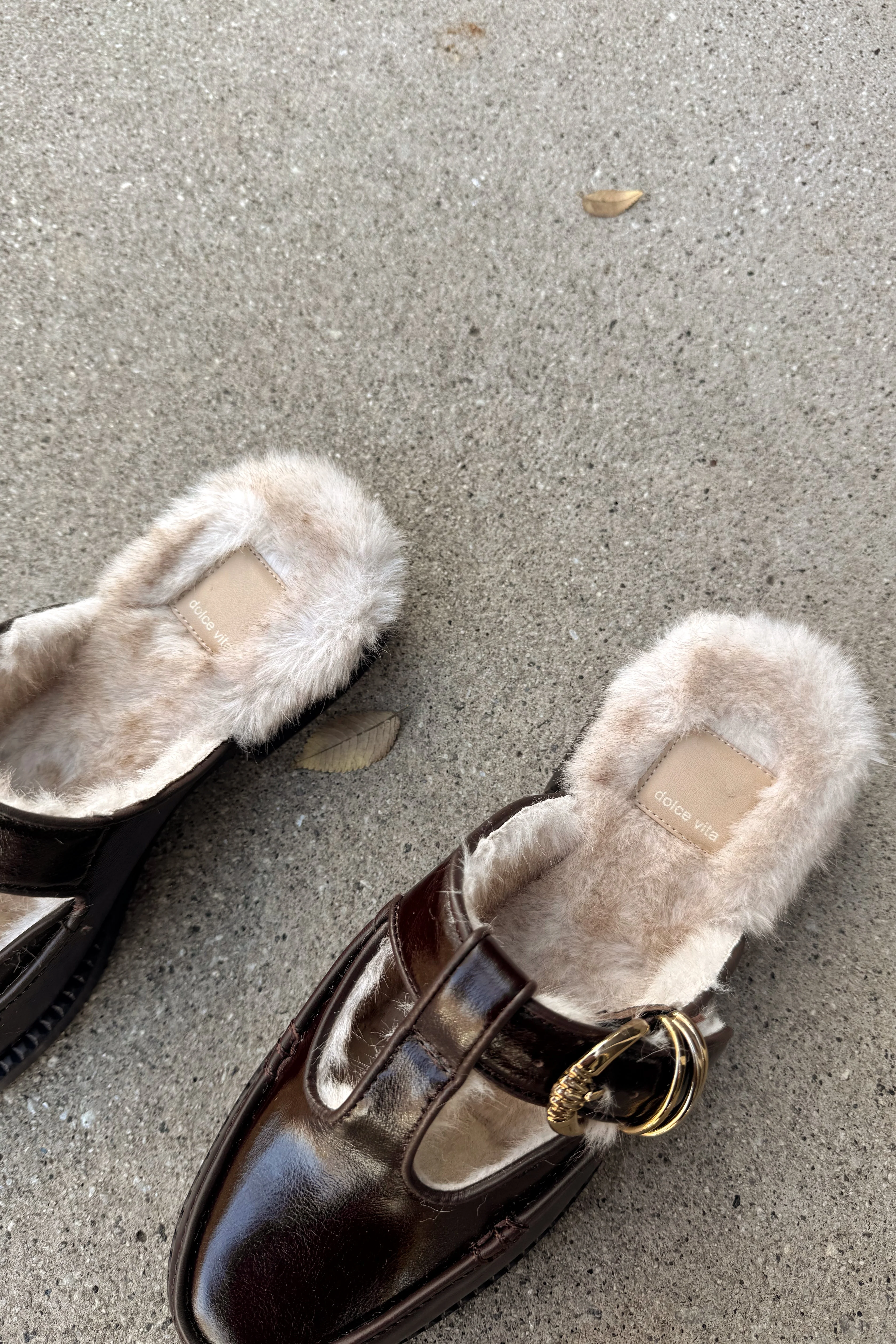Harlah Chocolate Leather Plush Flats - Image 8