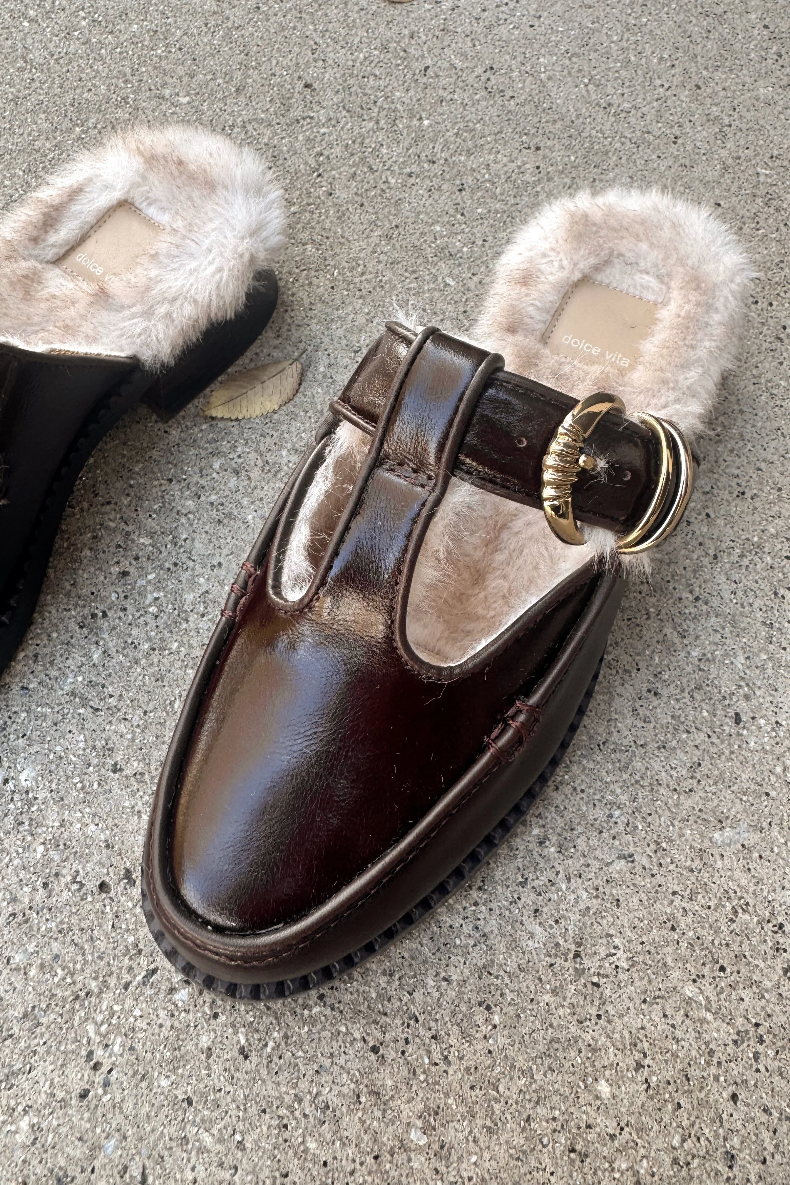 Harlah Chocolate Leather Plush Flats - Image 9