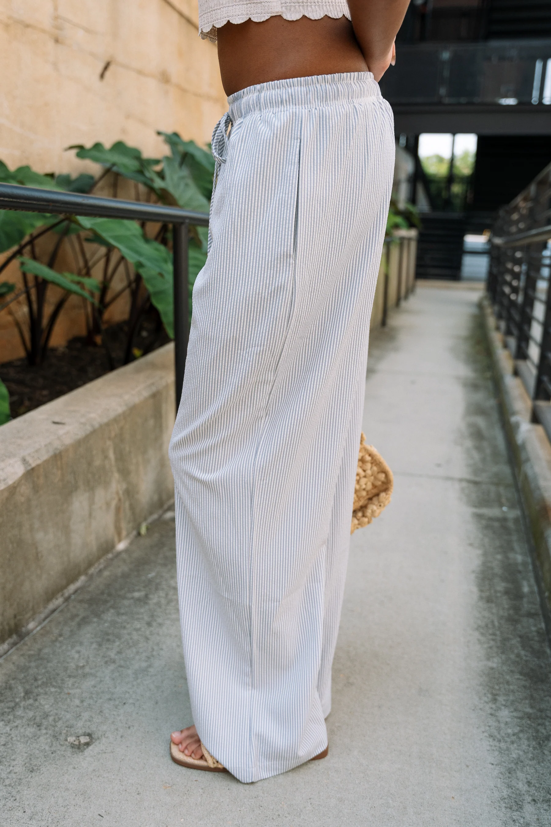 Harlow Blue & White Stripe Wide Leg Pants - Image 3
