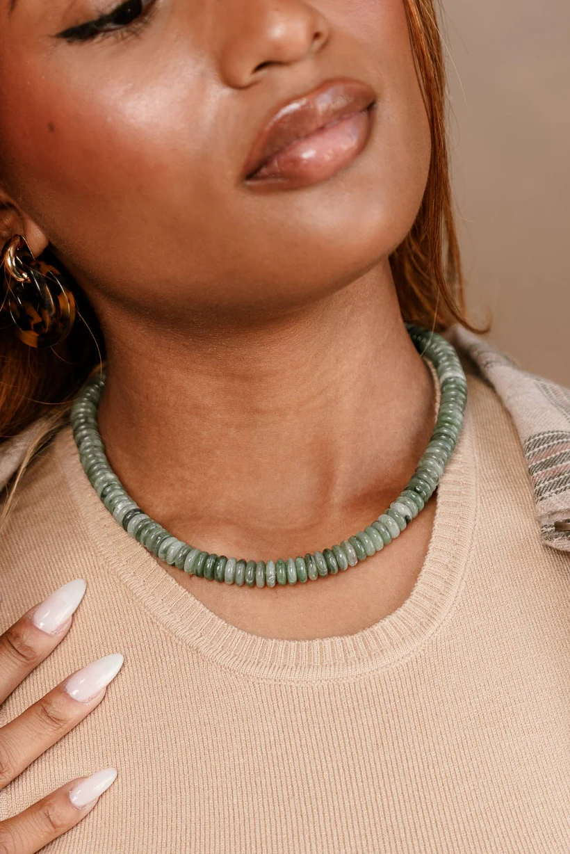 Harlow Green Beaded Necklace - Image 2