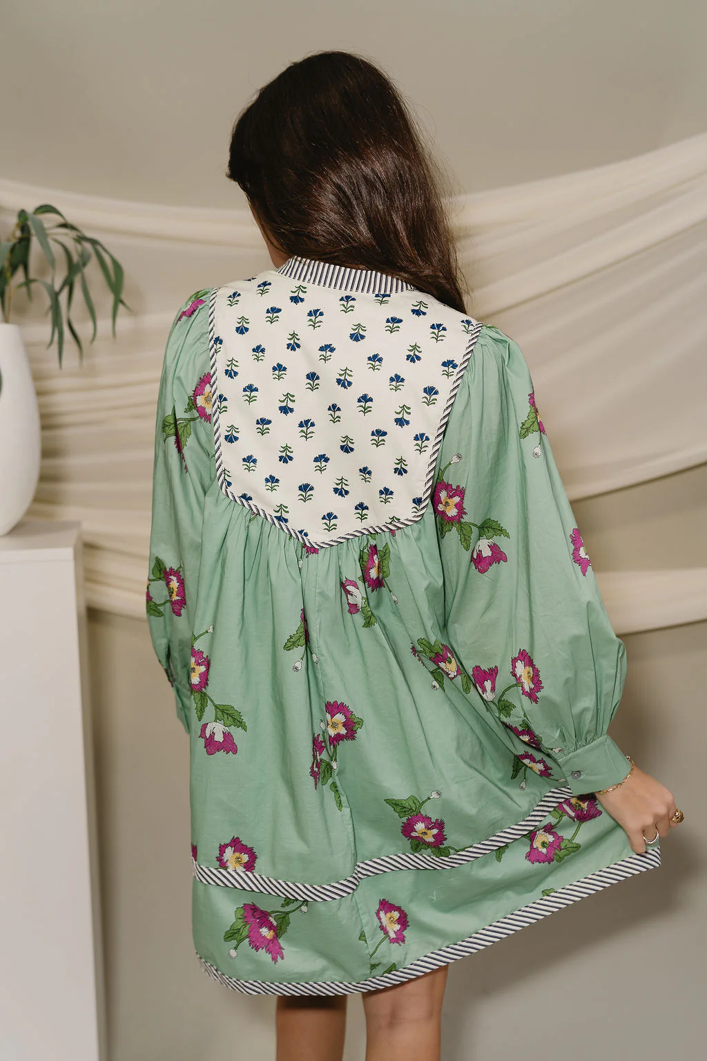 Harlow Green Mixed Print Mini Dress - Image 8