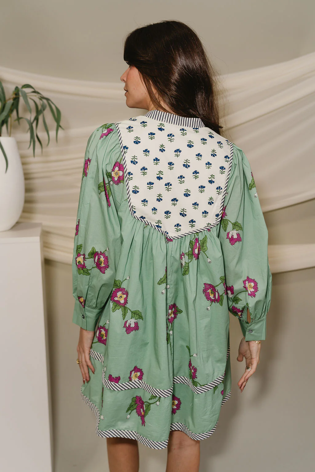 Harlow Green Mixed Print Mini Dress - Image 9