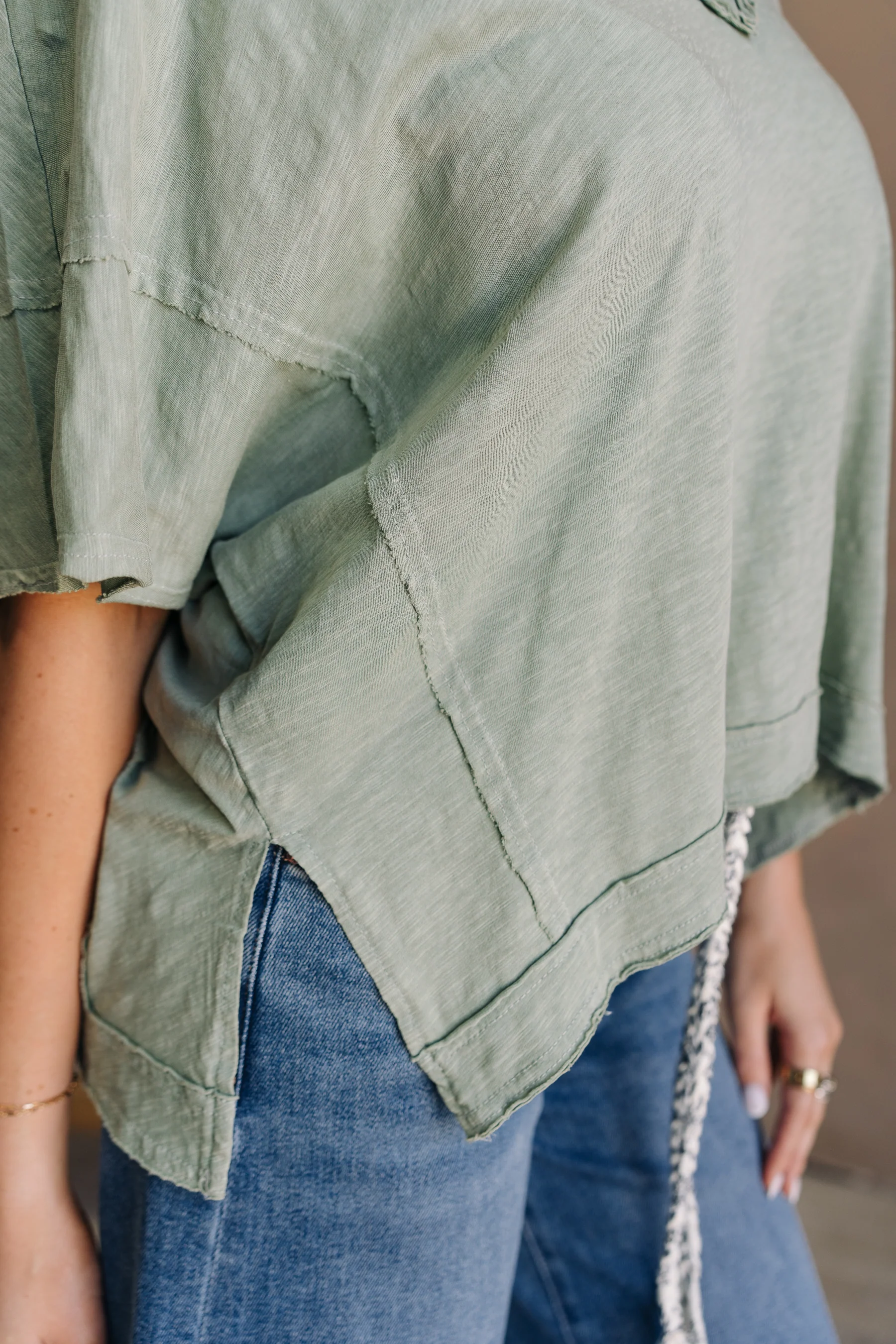 Harlow Sage Green V-Neckline Short Sleeve Top - Image 8