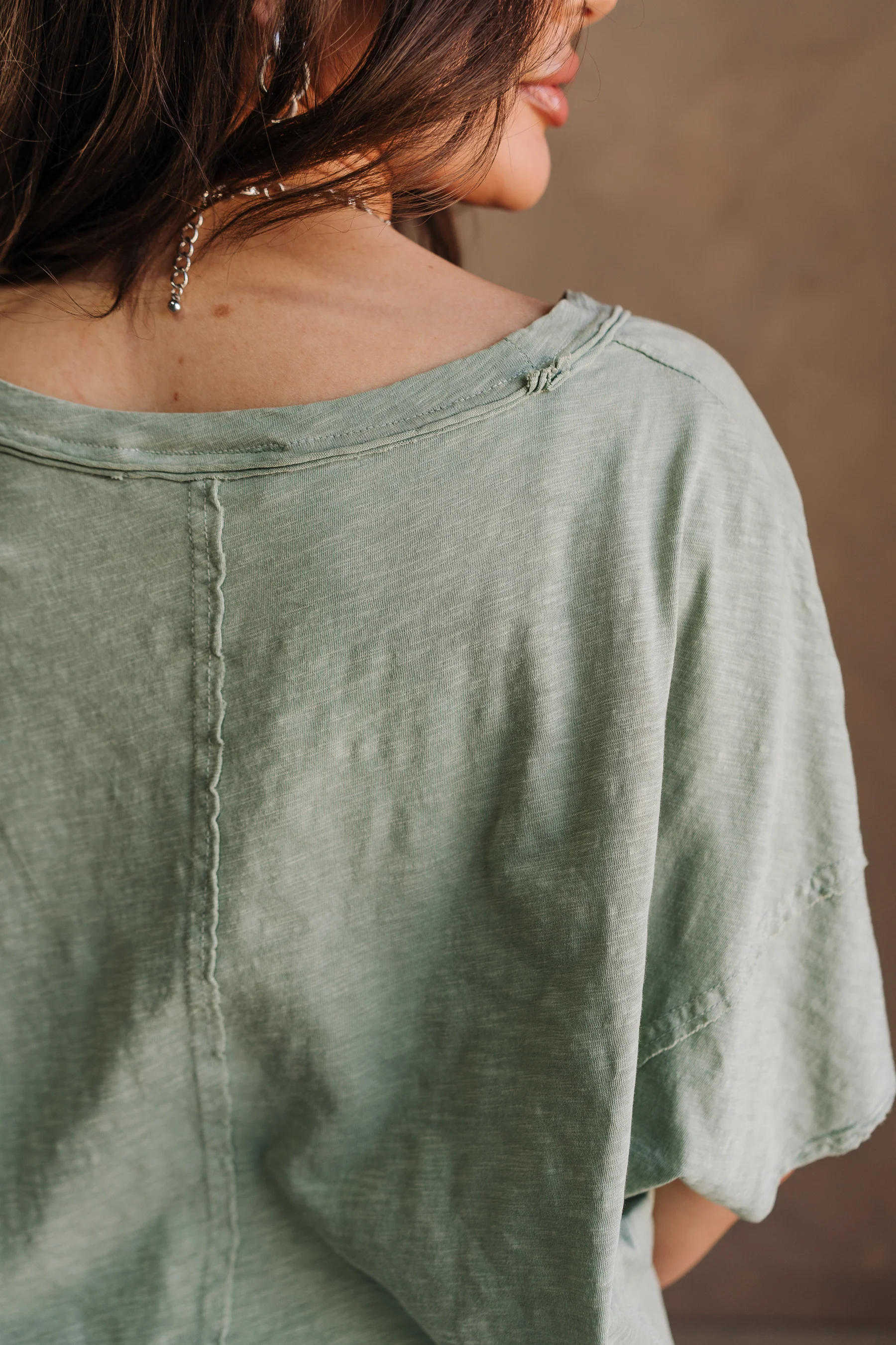 Harlow Sage Green V-Neckline Short Sleeve Top - Image 9