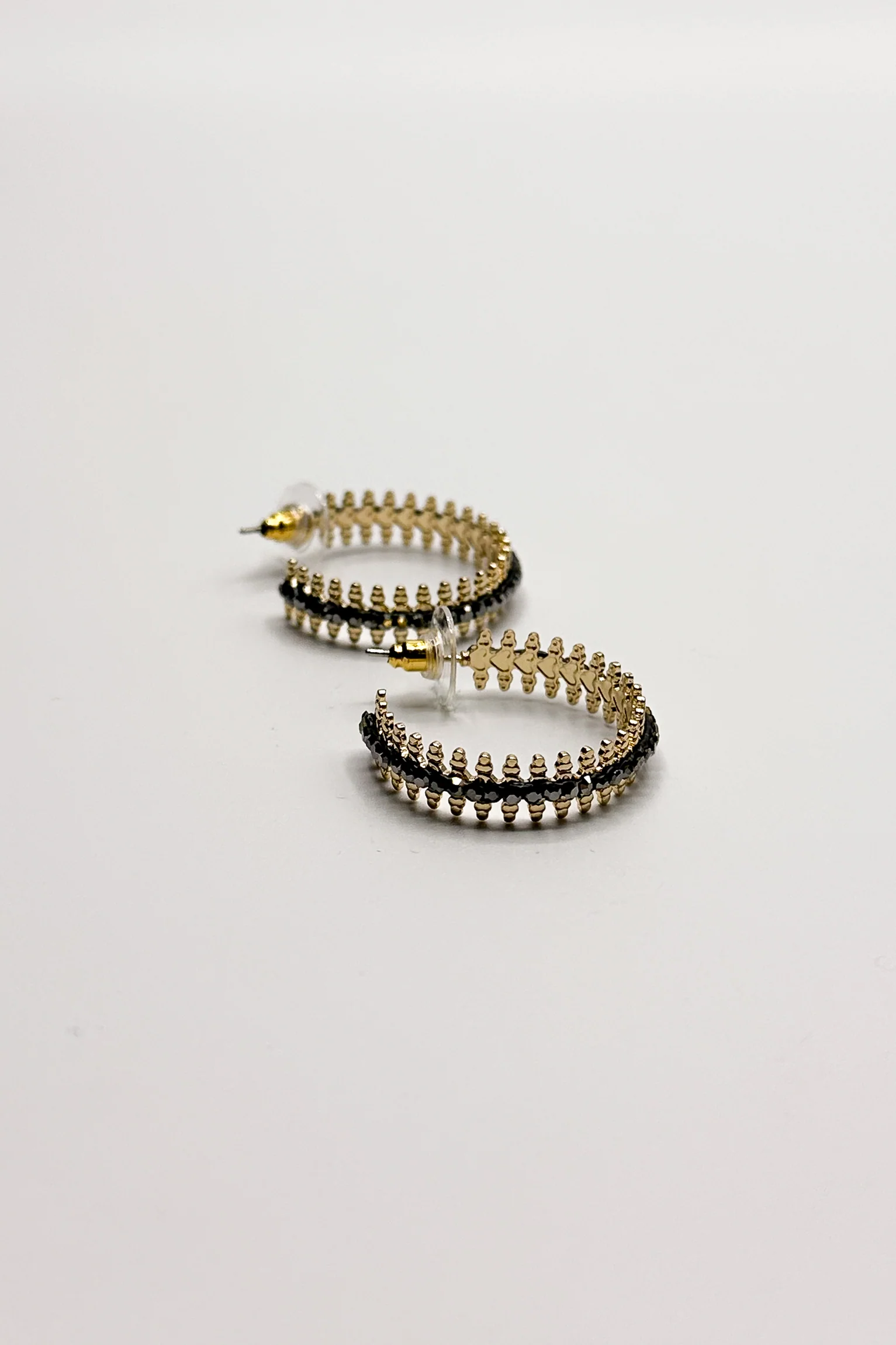Harmony Gold & Charcoal Beaded Hoop Earring - Image 2