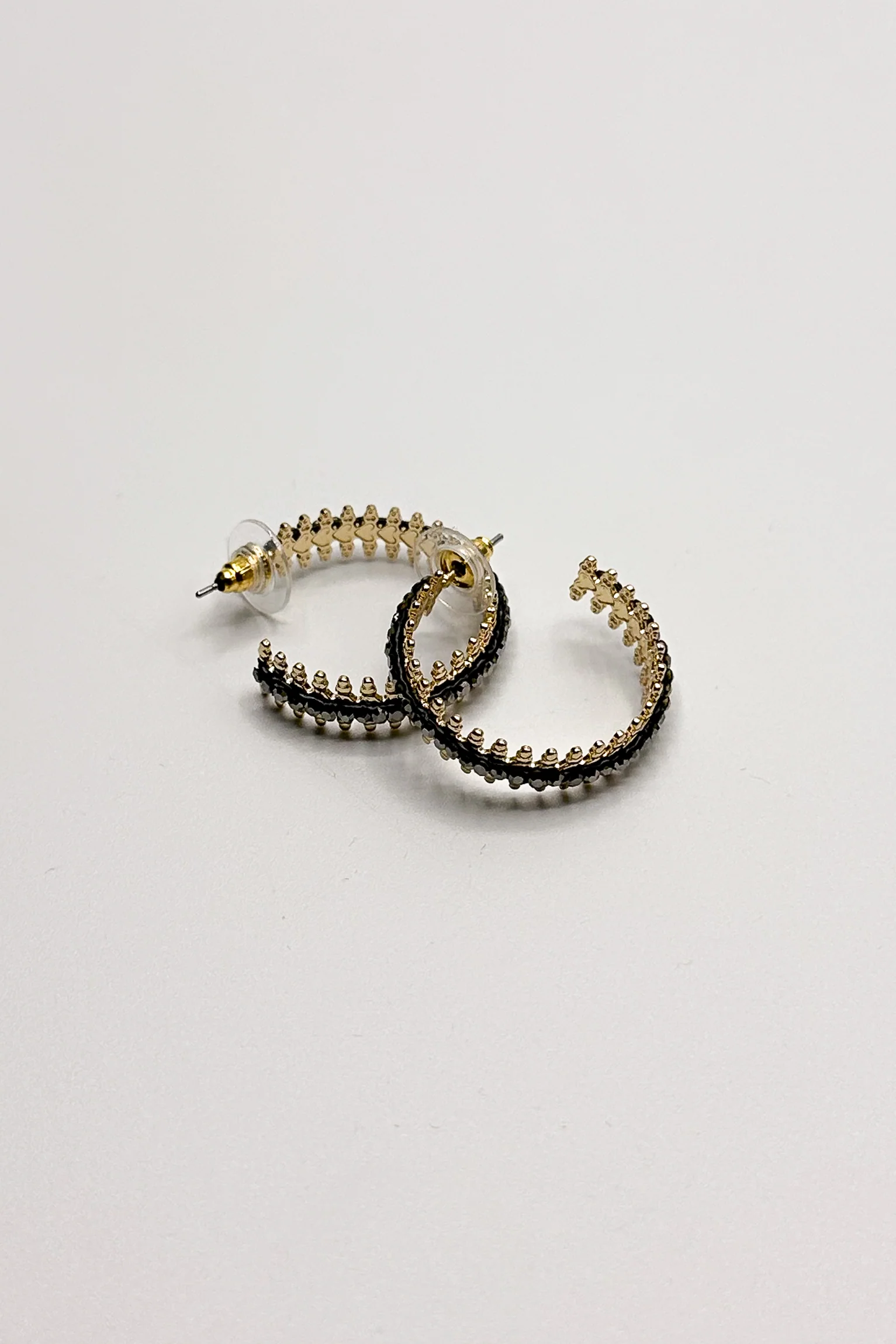 Harmony Gold & Charcoal Beaded Hoop Earring - Image 3
