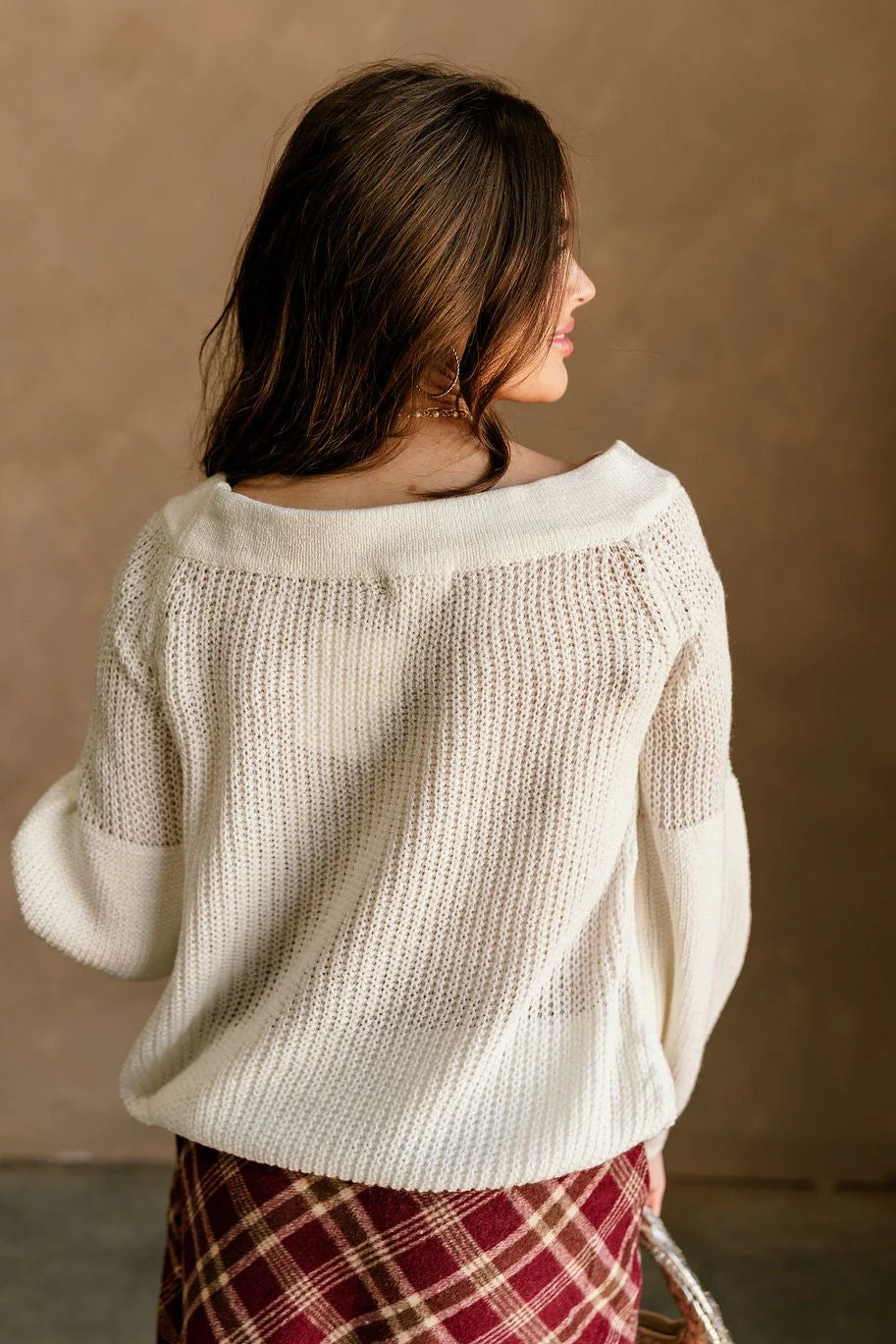Harmony Ivory Knit Long Sleeve Sweater - Image 4