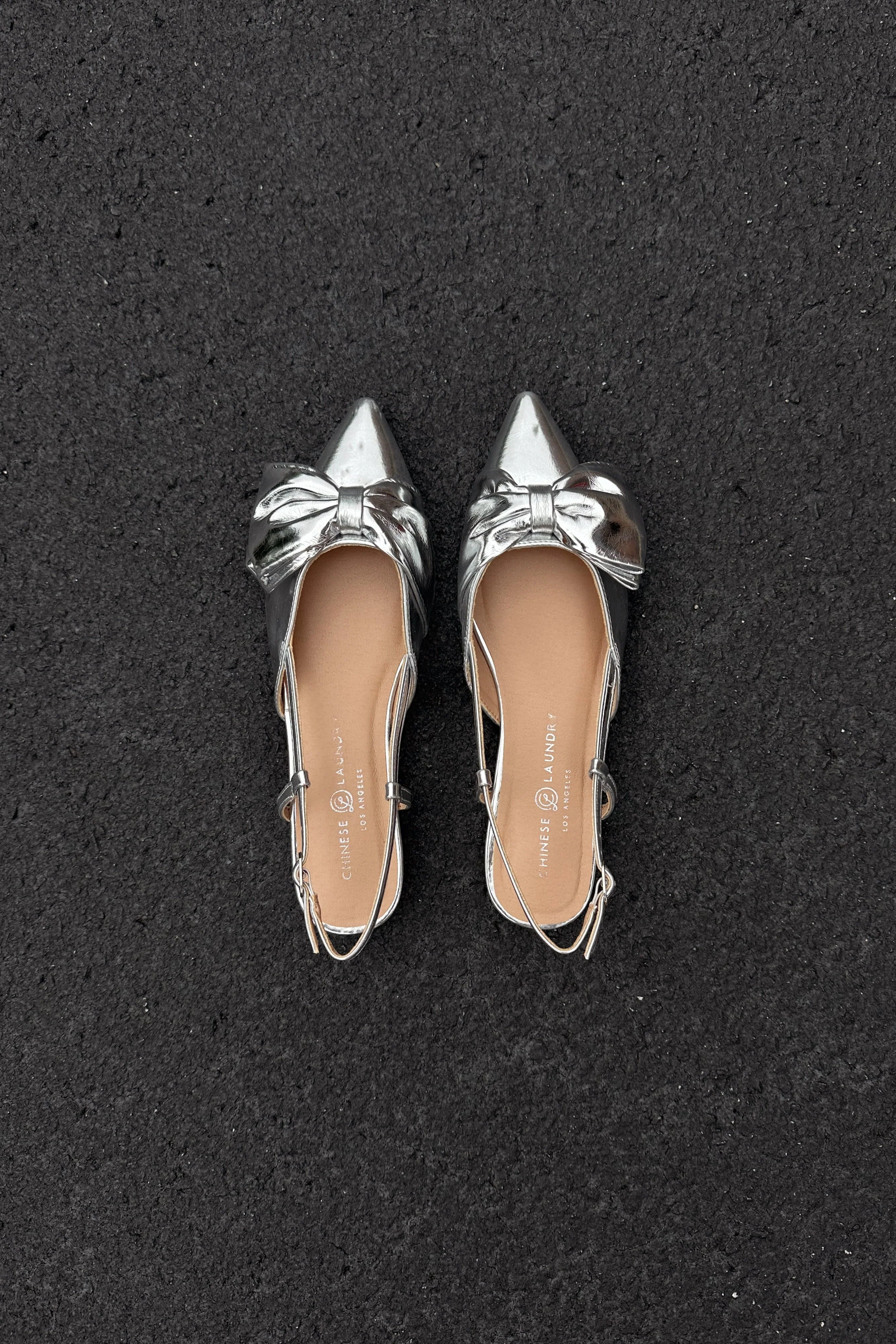 Chinese Laundry Harmony Silver Bow Slingback Flat