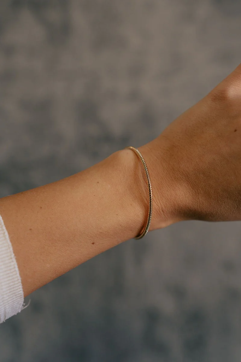 Harper Gold Textured Bangle Bracelet - Image 2