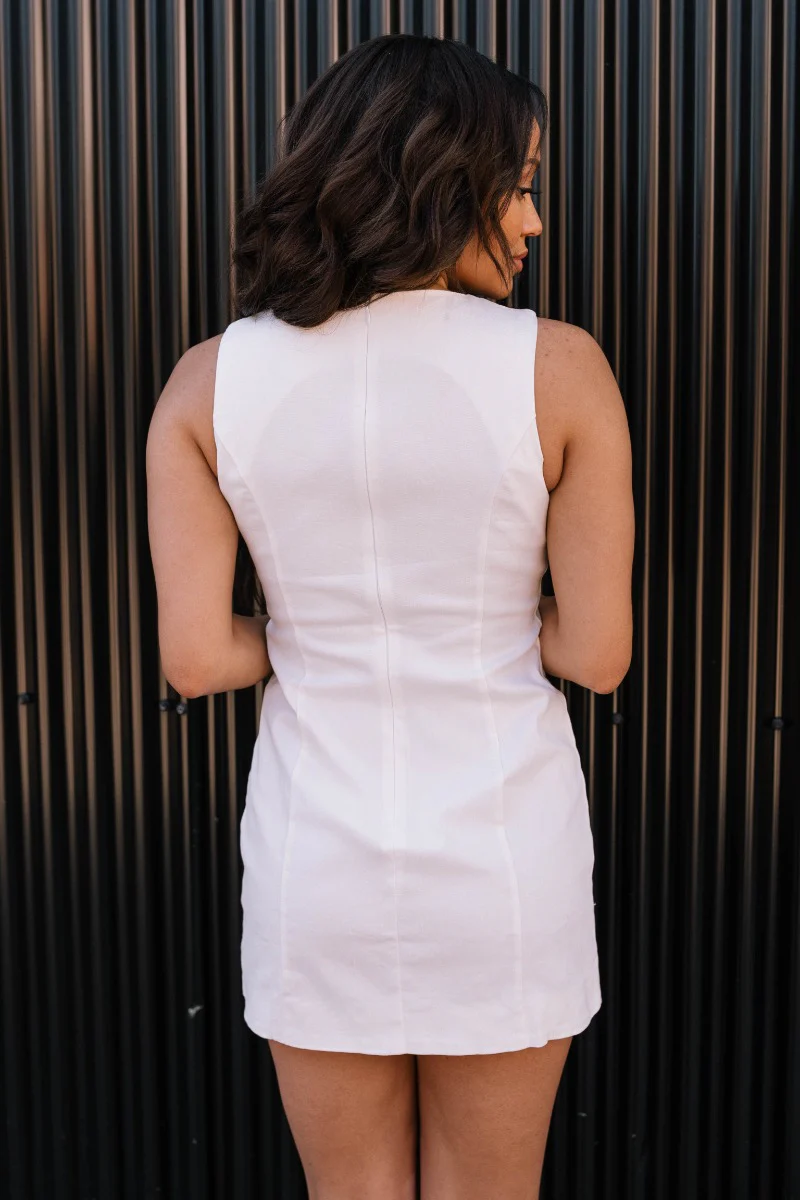 Harper Off White Sleeveless Mini Dress - Image 8
