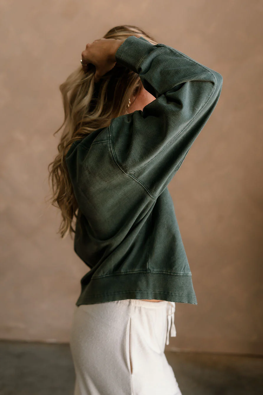 Harper Washed Green Long Sleeve Sweatshirt - Image 10