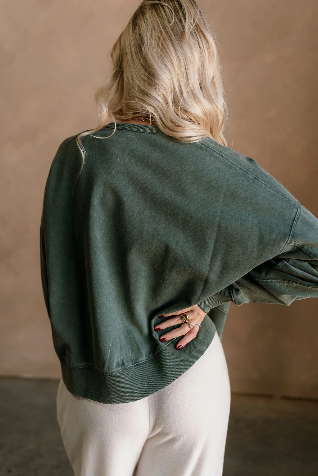 Harper Washed Green Long Sleeve Sweatshirt - Image 7