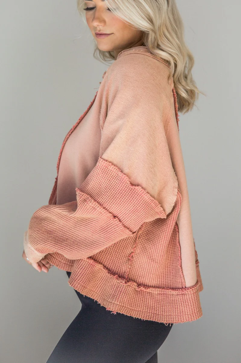 Hattie Pink Multi Textured Long Sleeve Top - Image 4