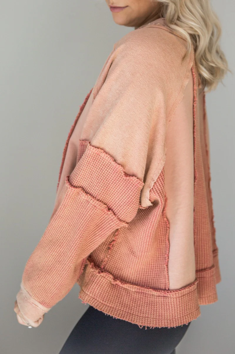 Hattie Pink Multi Textured Long Sleeve Top - Image 5