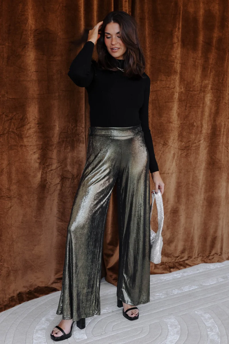 Haven Gold & Black Flare Pants