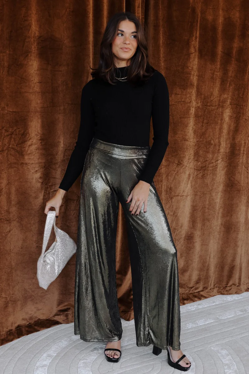 Haven Gold & Black Flare Pants - Image 3