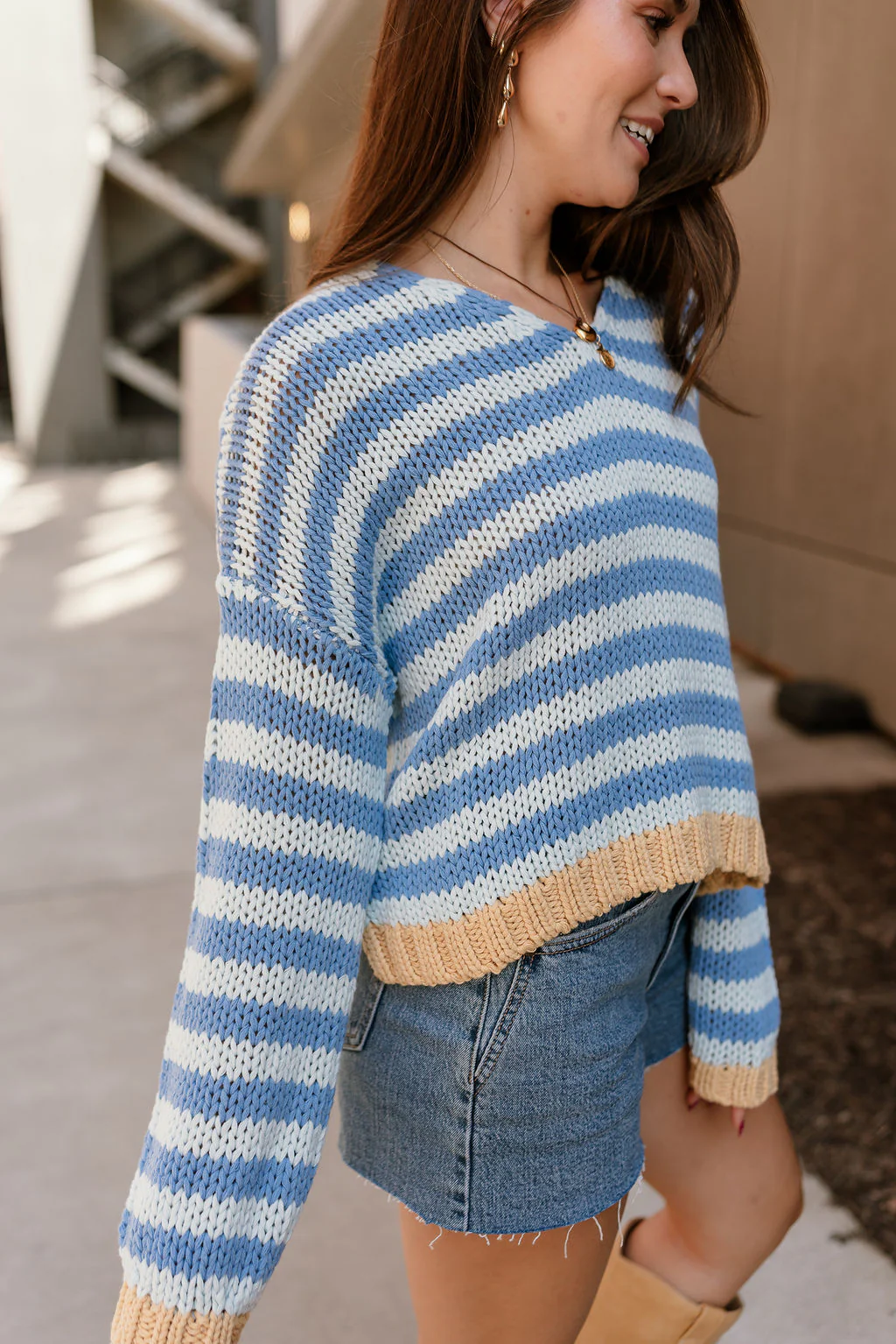 Hayden Blue & Mustard Stripe Sweater - Image 3
