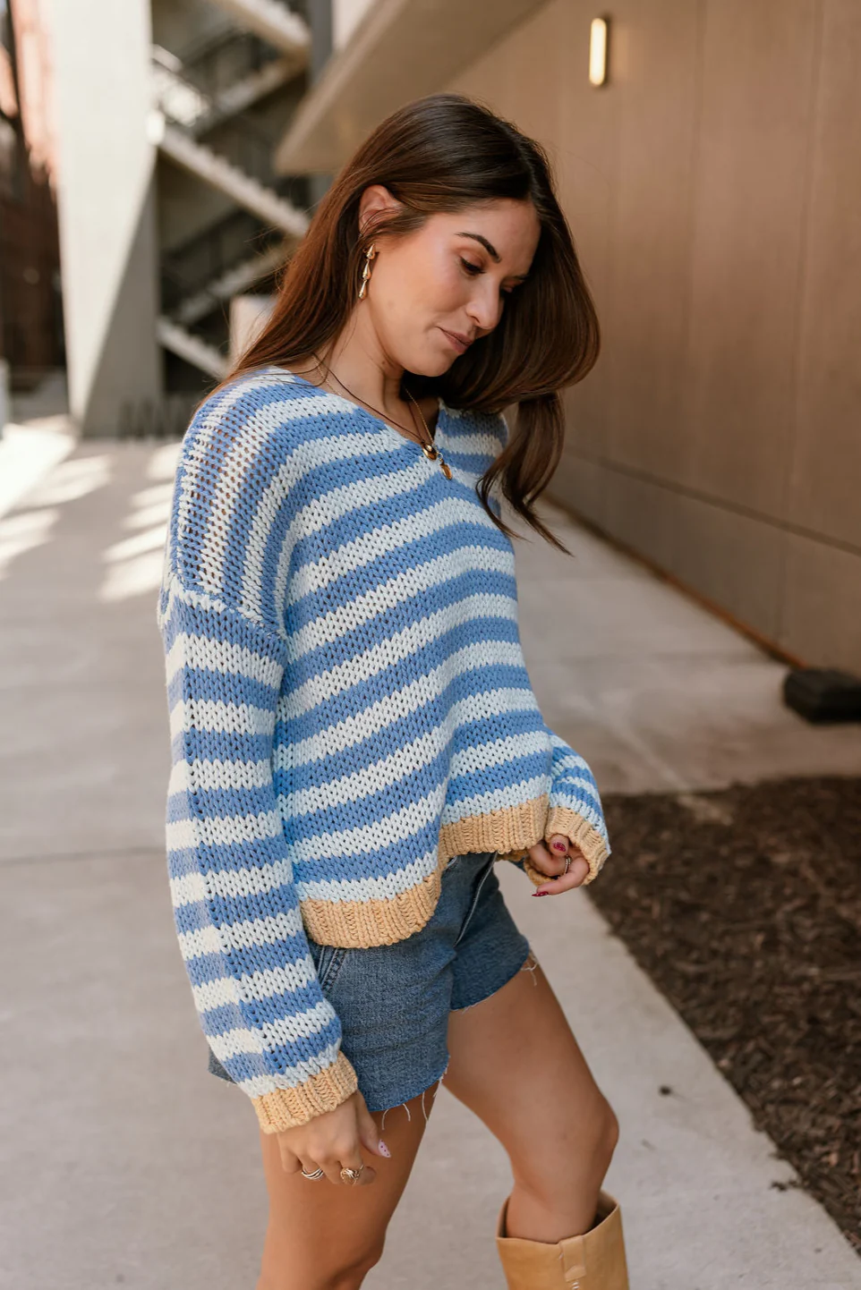 Hayden Blue & Mustard Stripe Sweater - Image 7