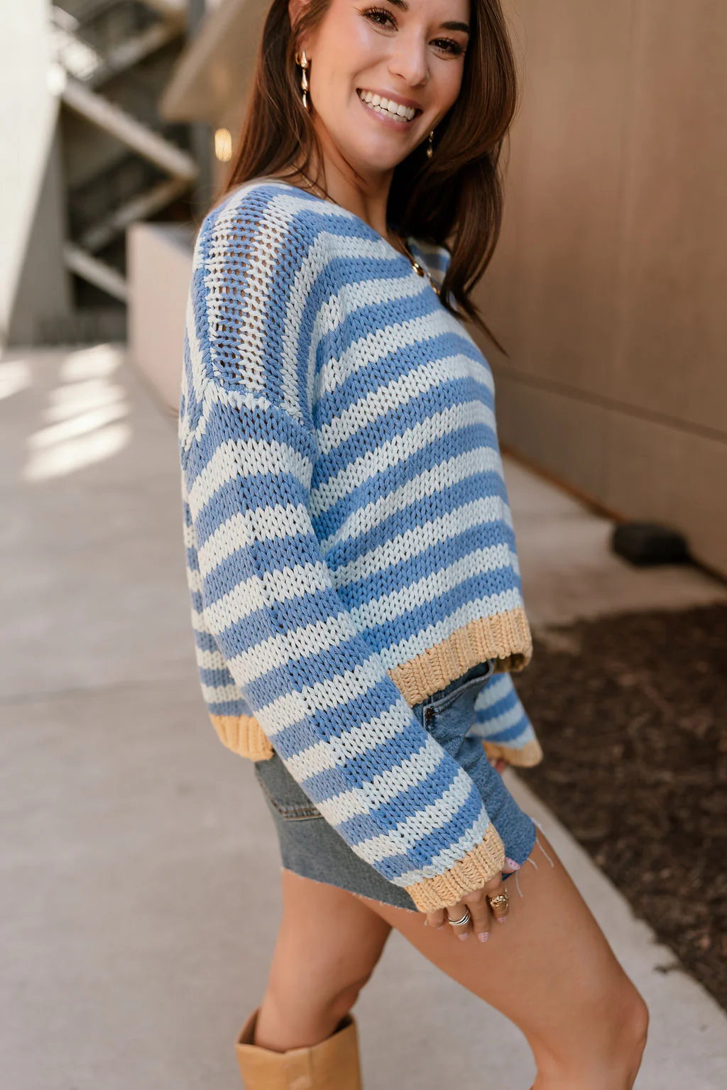 Hayden Blue & Mustard Stripe Sweater - Image 8