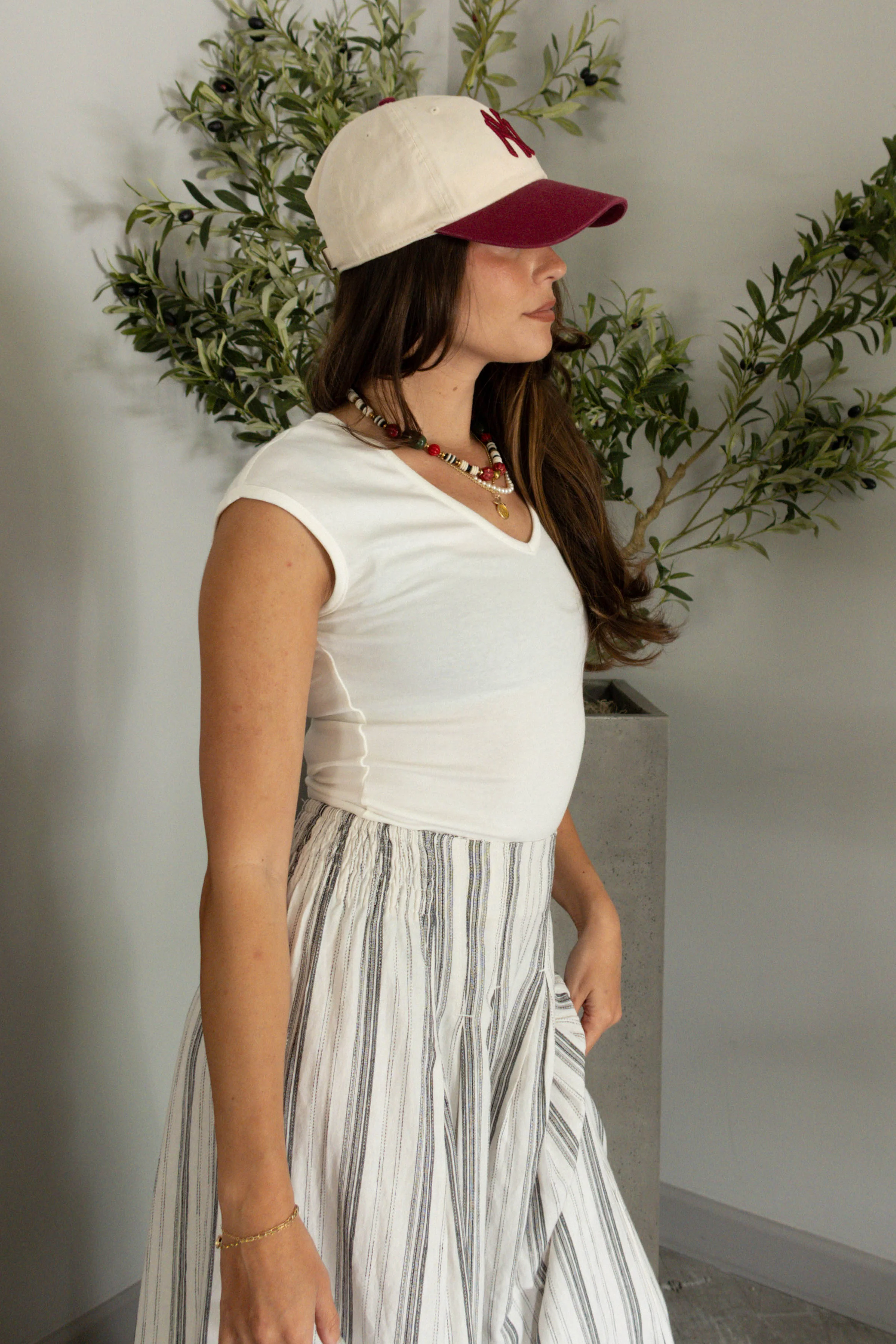 Hayden Off White Cap Sleeve Tee - Image 2