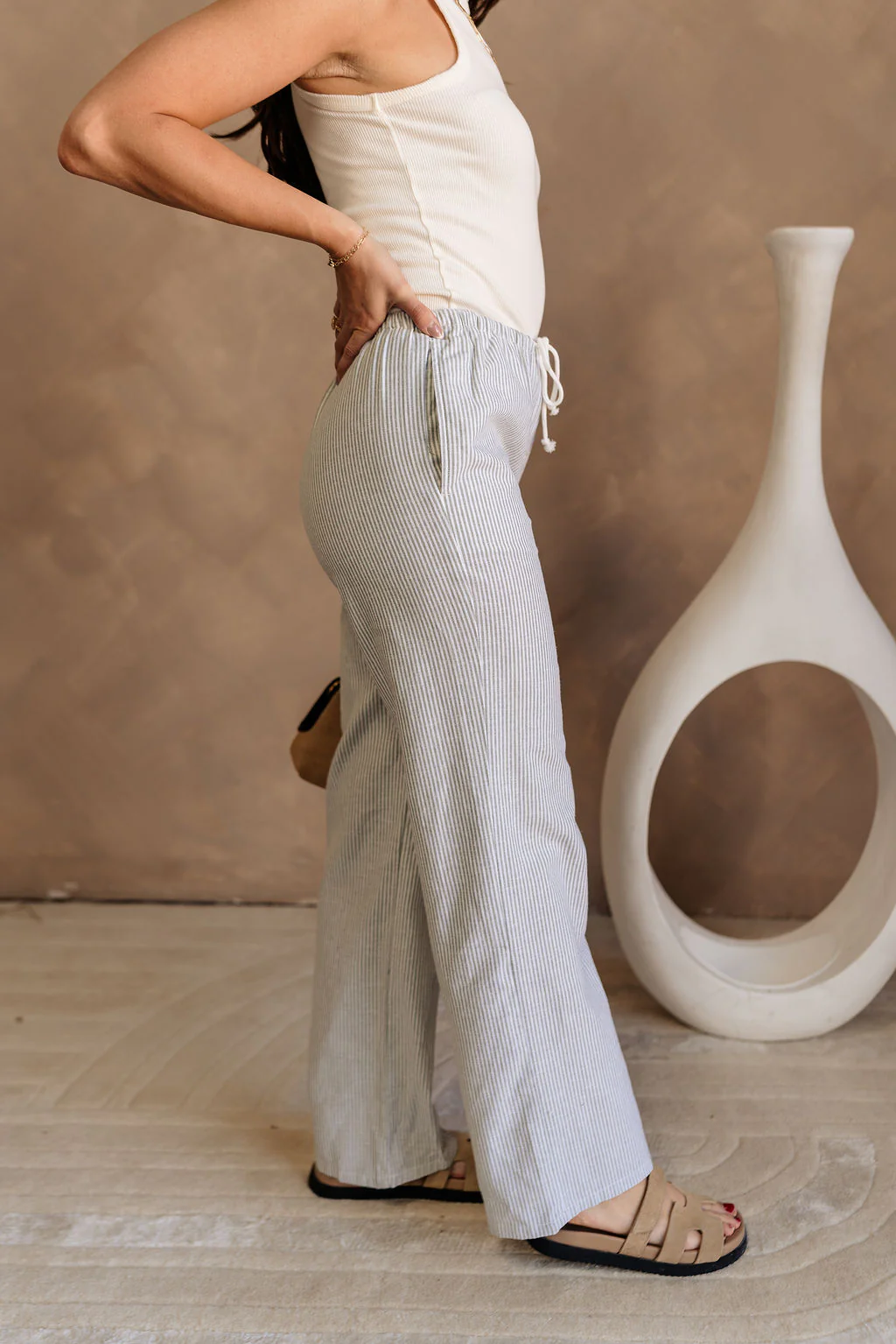Hayes Light Green & Cream Stripe Pants - Image 3