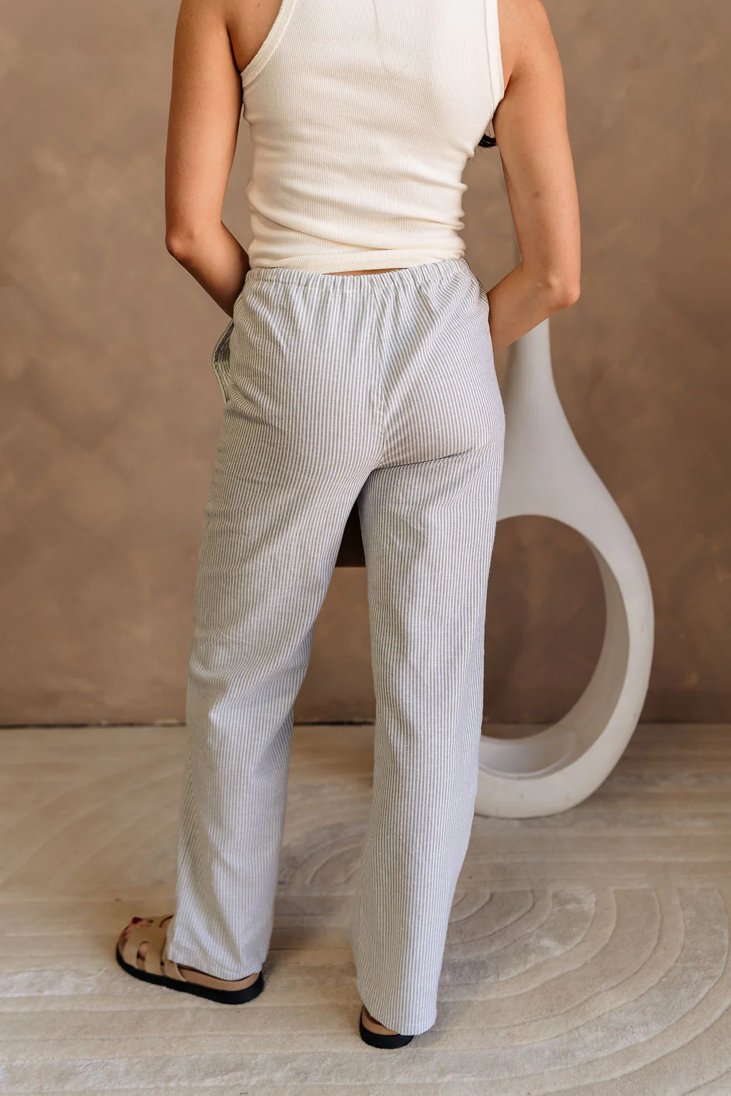 Hayes Light Green & Cream Stripe Pants - Image 4