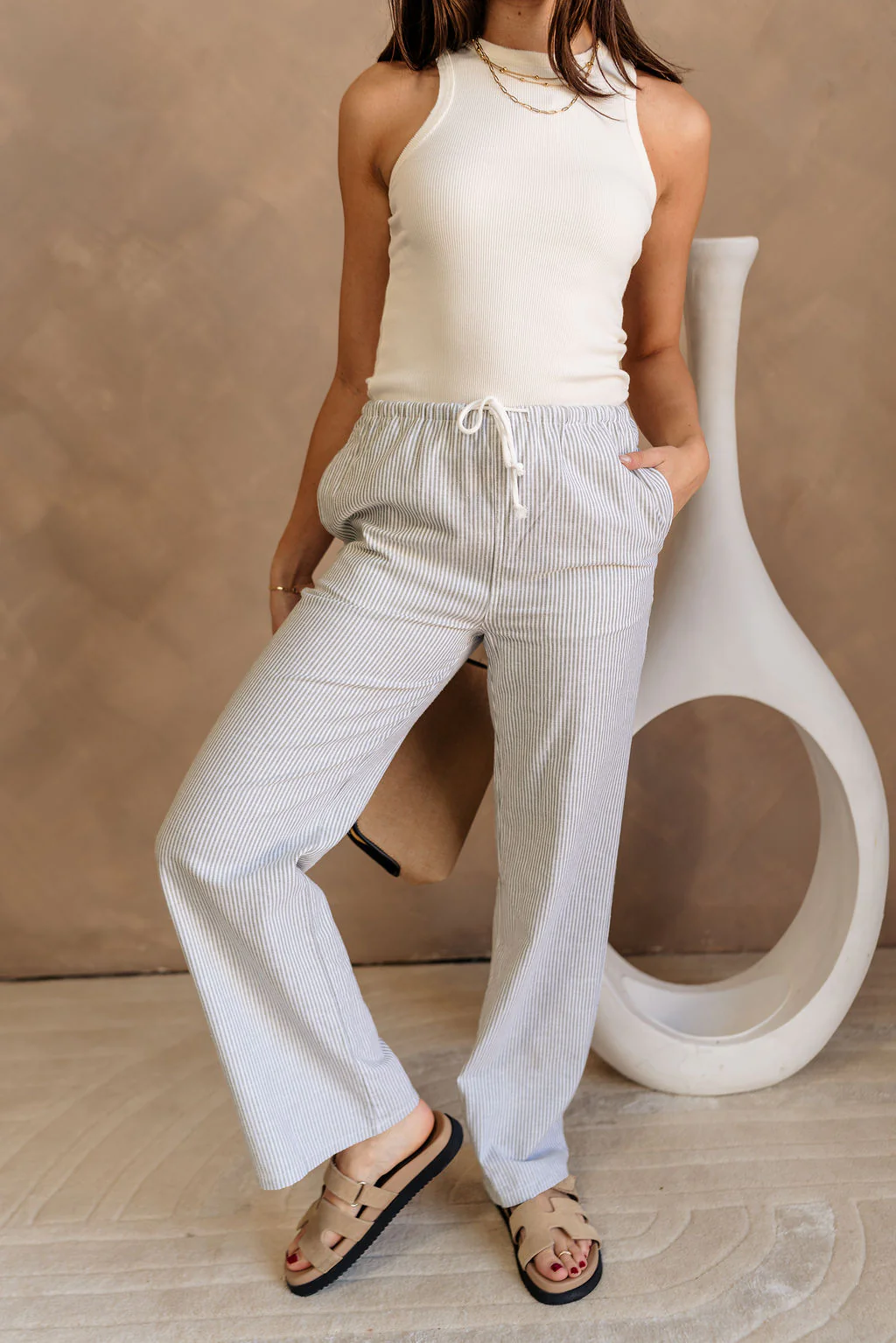 Hayes Light Green & Cream Stripe Pants - Image 5