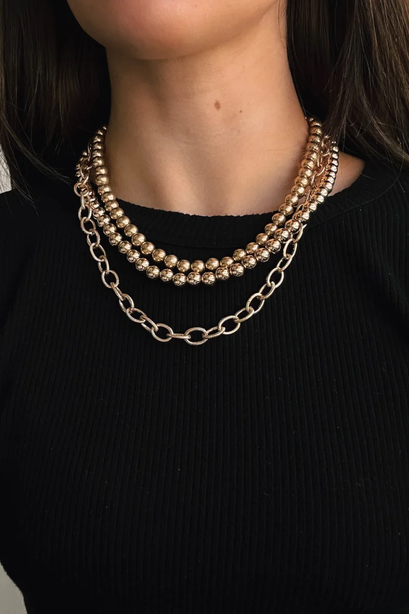 Hazel Gold Beads & Chain Layered Necklace