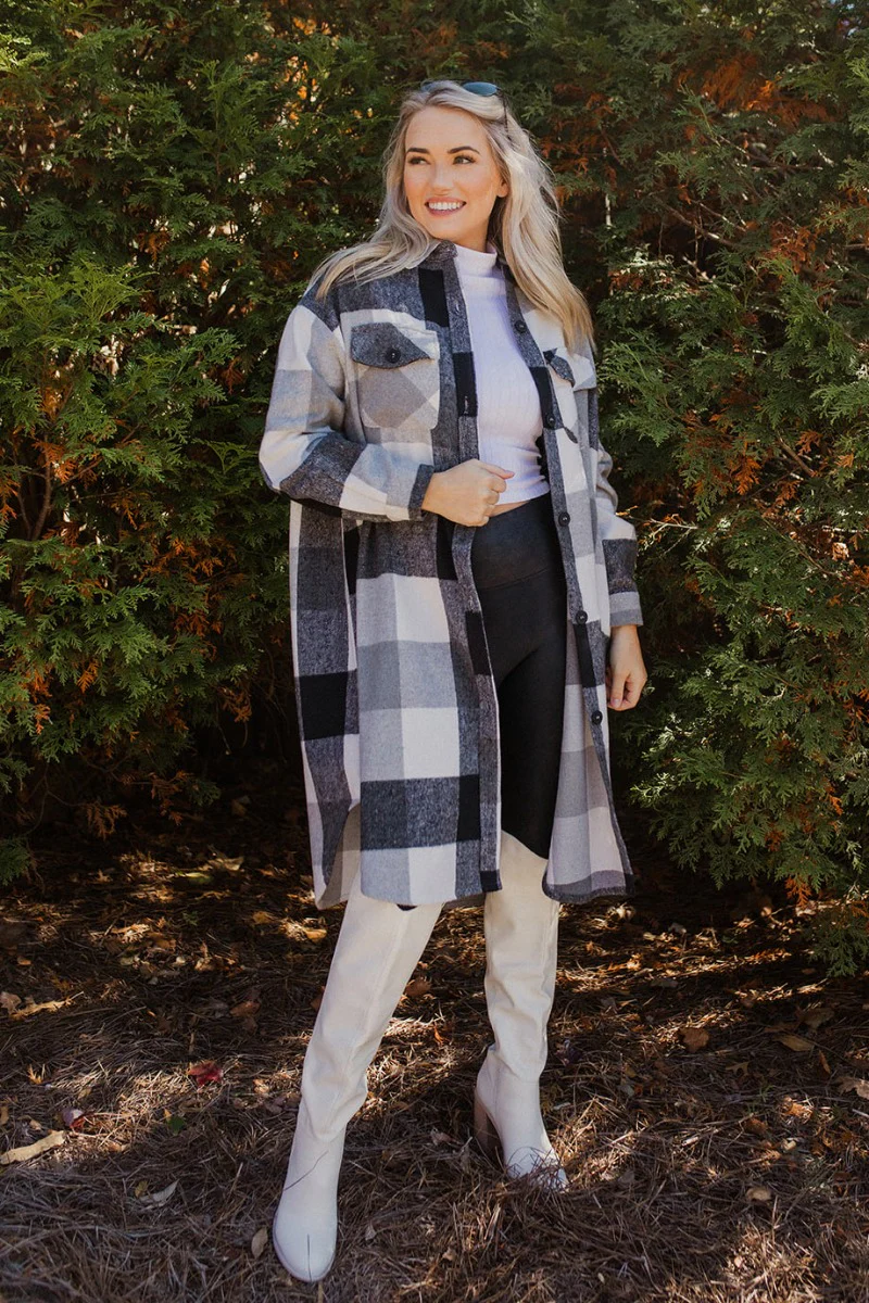 Heading North Longline Plaid Shacket - Image 2