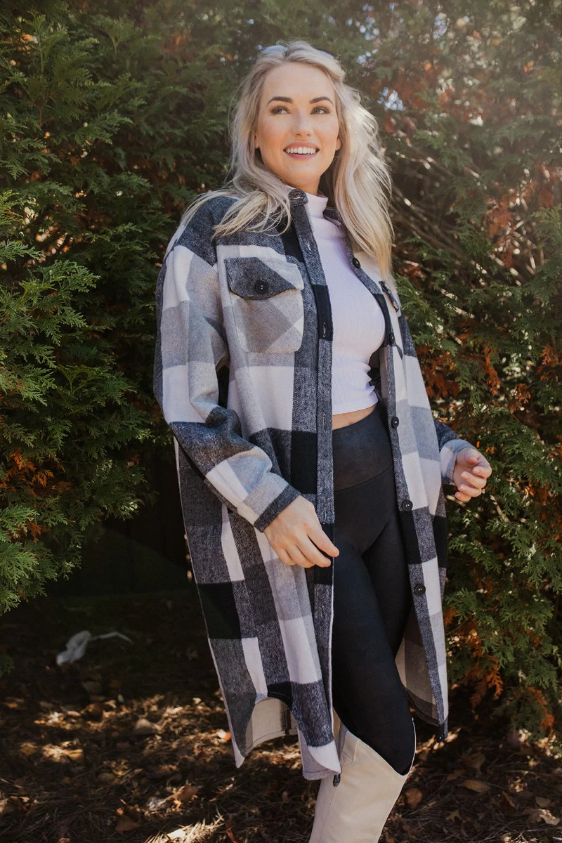 Heading North Longline Plaid Shacket - Image 3