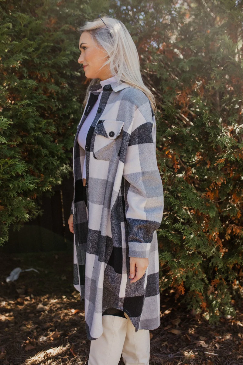 Heading North Longline Plaid Shacket - Image 5