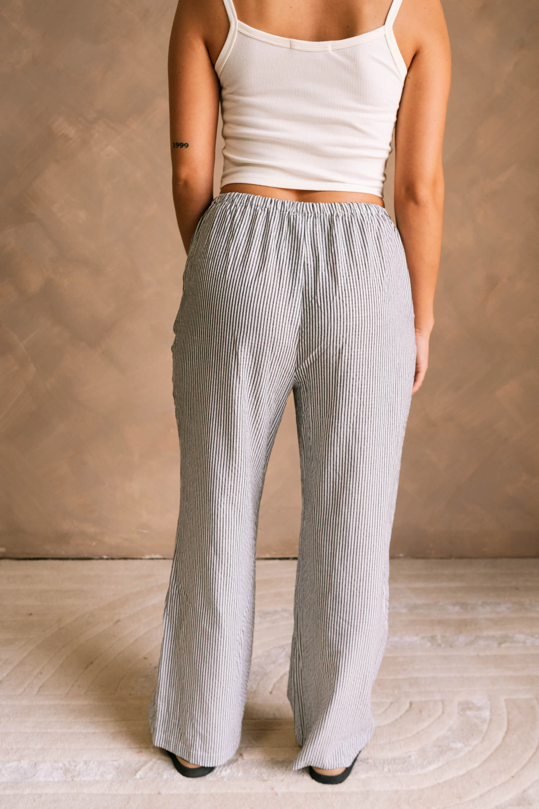 Heidi Black & White Linen Wide Leg Pants - Image 8