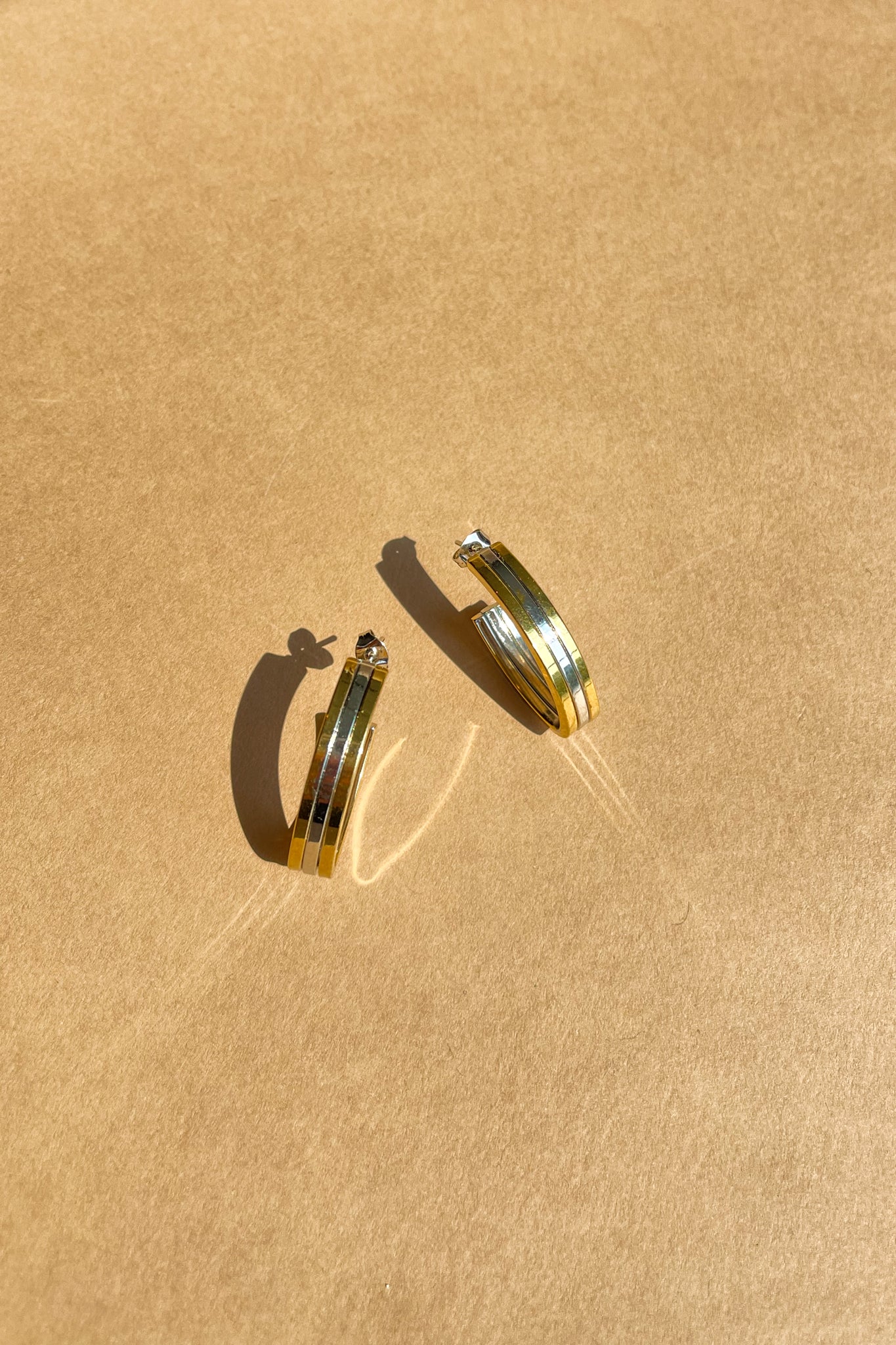 Heidi Gold & Silver Scooped Hoop Earrings - Image 2