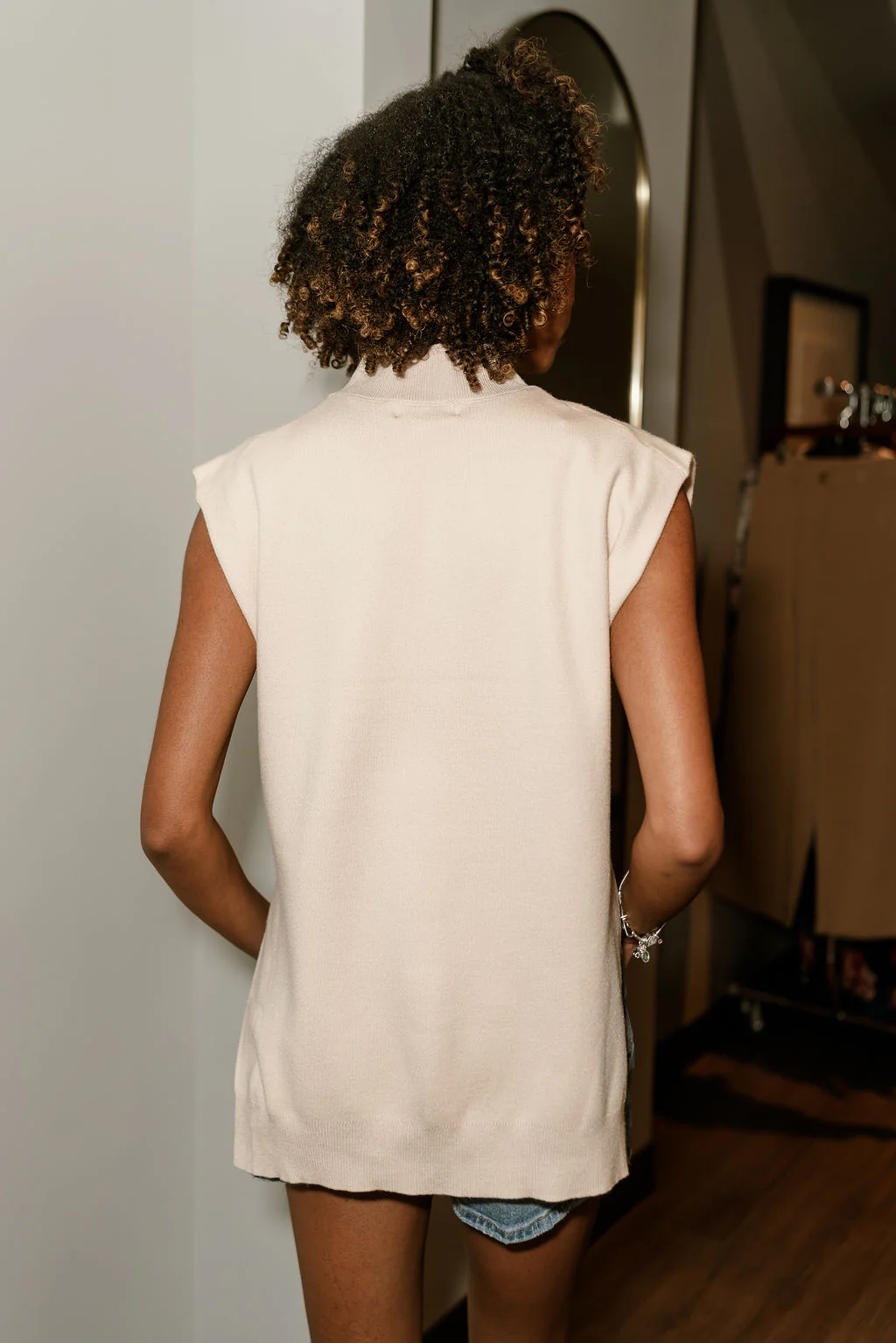 Helena Oatmeal Knit Sleeveless Top - Image 4