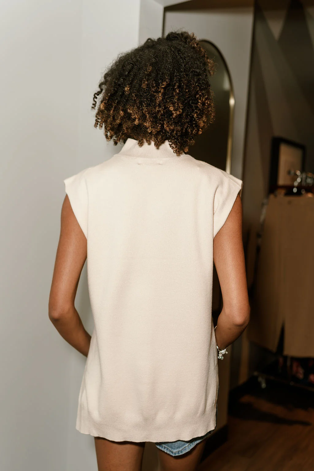 Helena Oatmeal Knit Sleeveless Top - Image 7