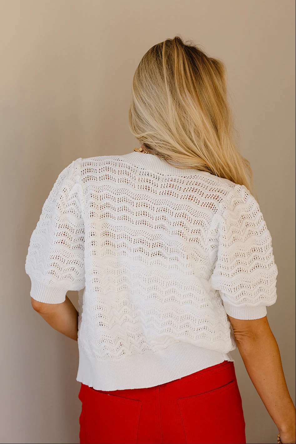 Helena Off White Open Knit Cardigan - Image 5