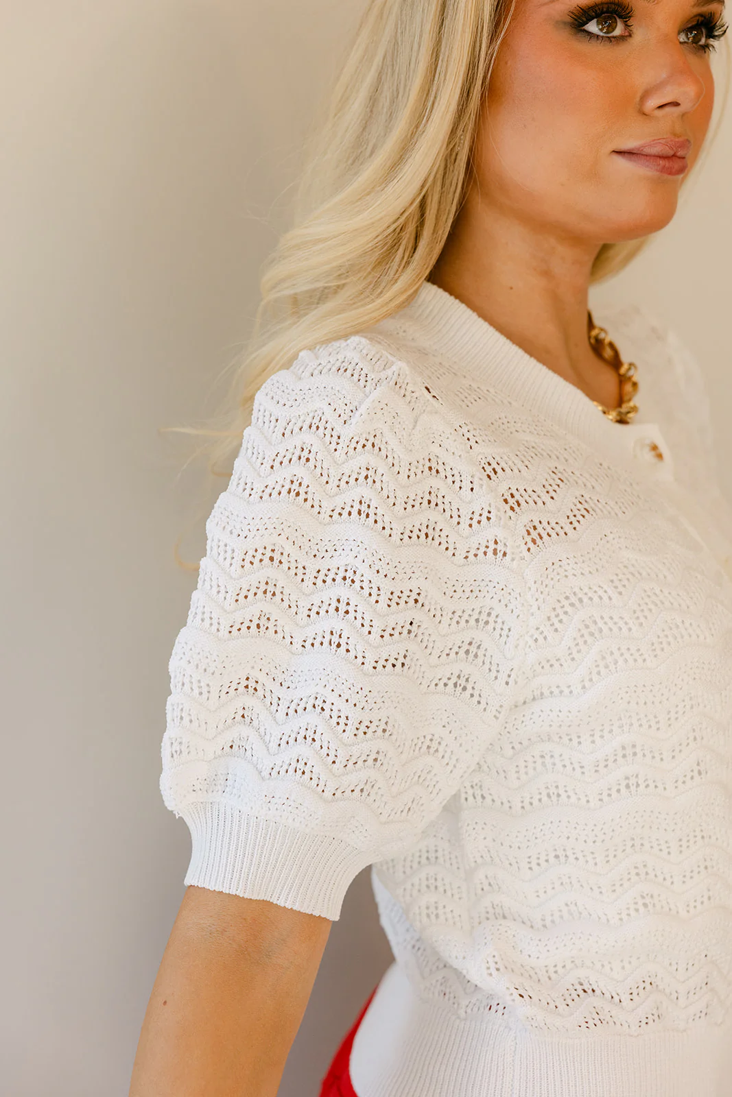 Helena Off White Open Knit Cardigan - Image 6