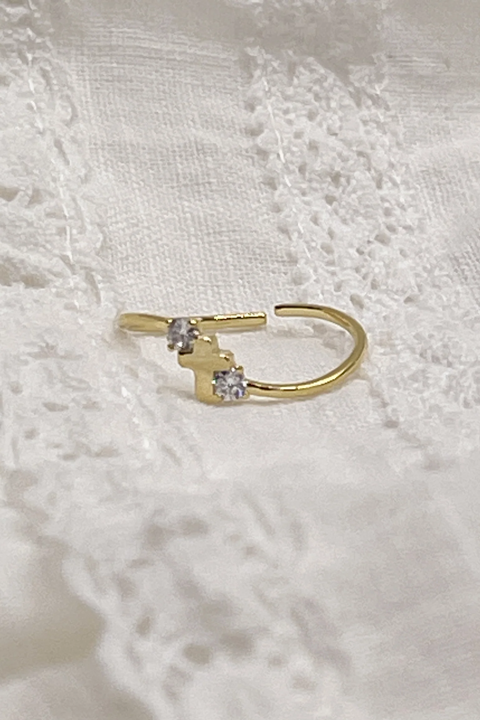 Hensley Gold Cross Adjustable Ring