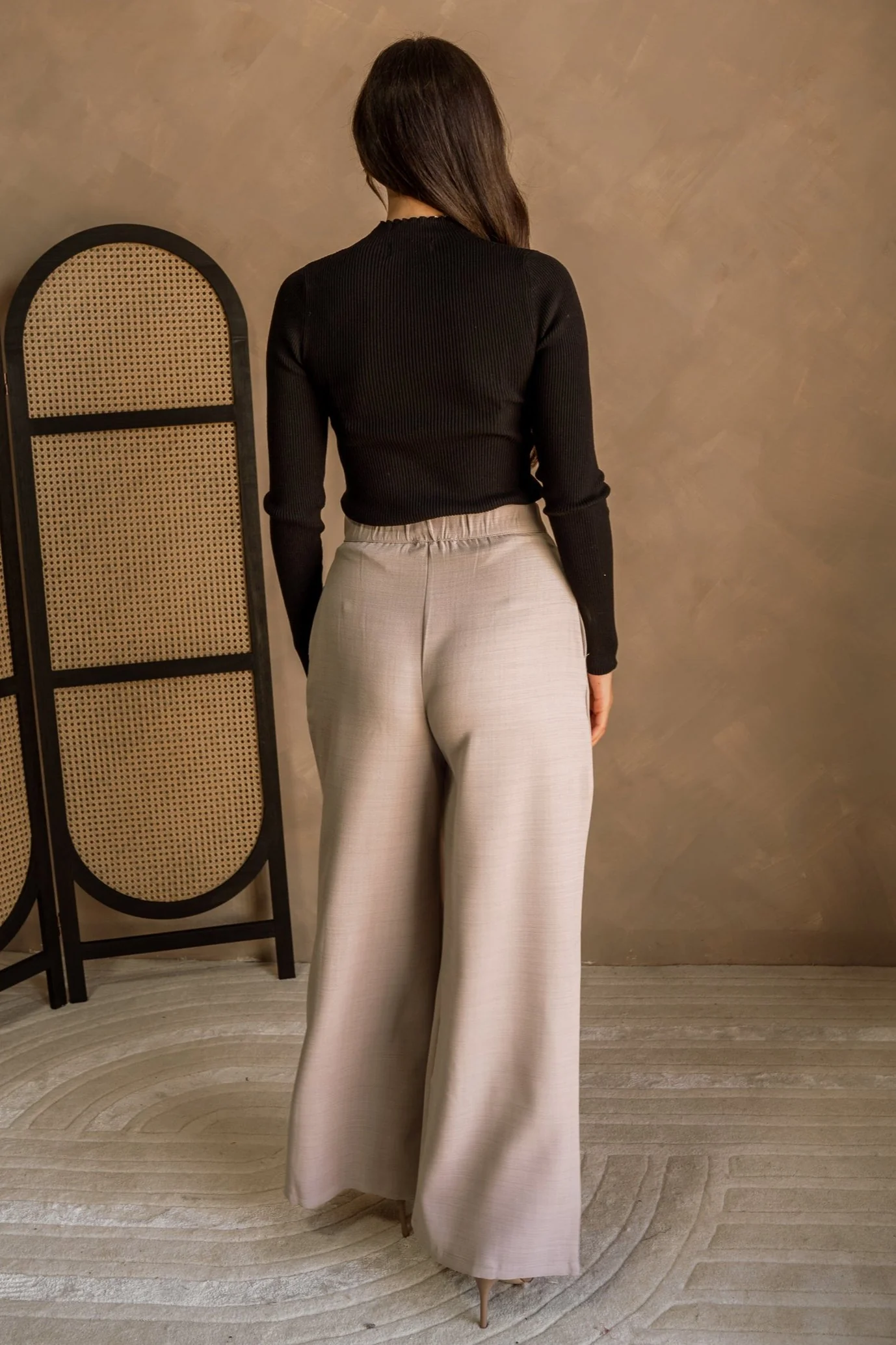 Iva Beige Linen Wide Leg Pants - Image 4