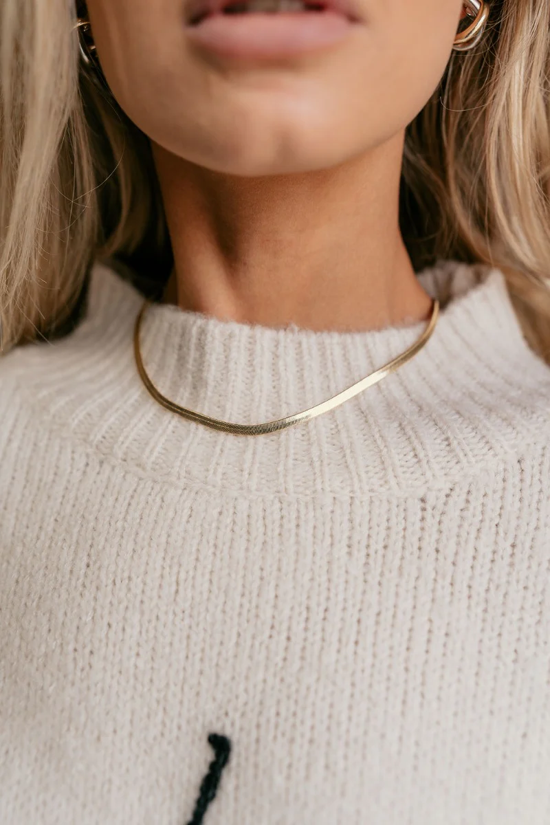 Ho Ho Ho Beige & Black Mock Neck Sweater - Image 8