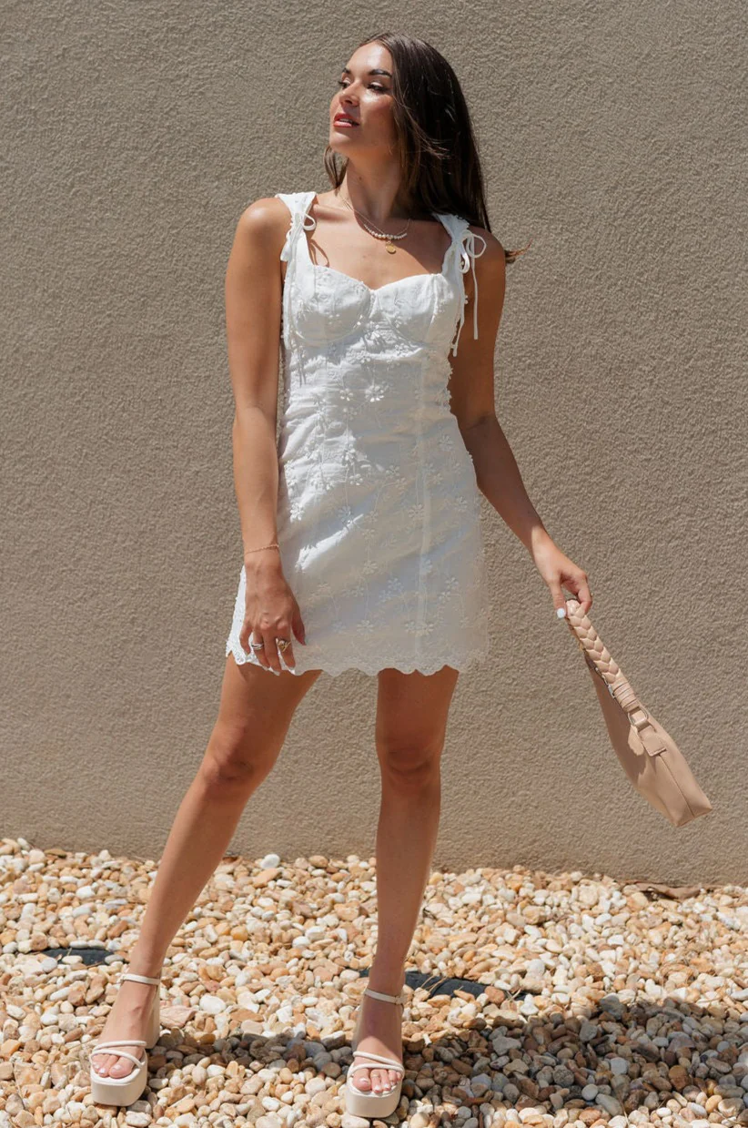 Holland White Floral Mini Dress - Image 4