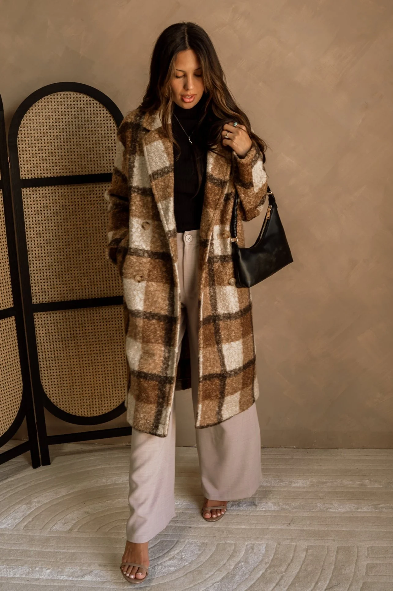 Holly Brown & Tan Plaid Coat