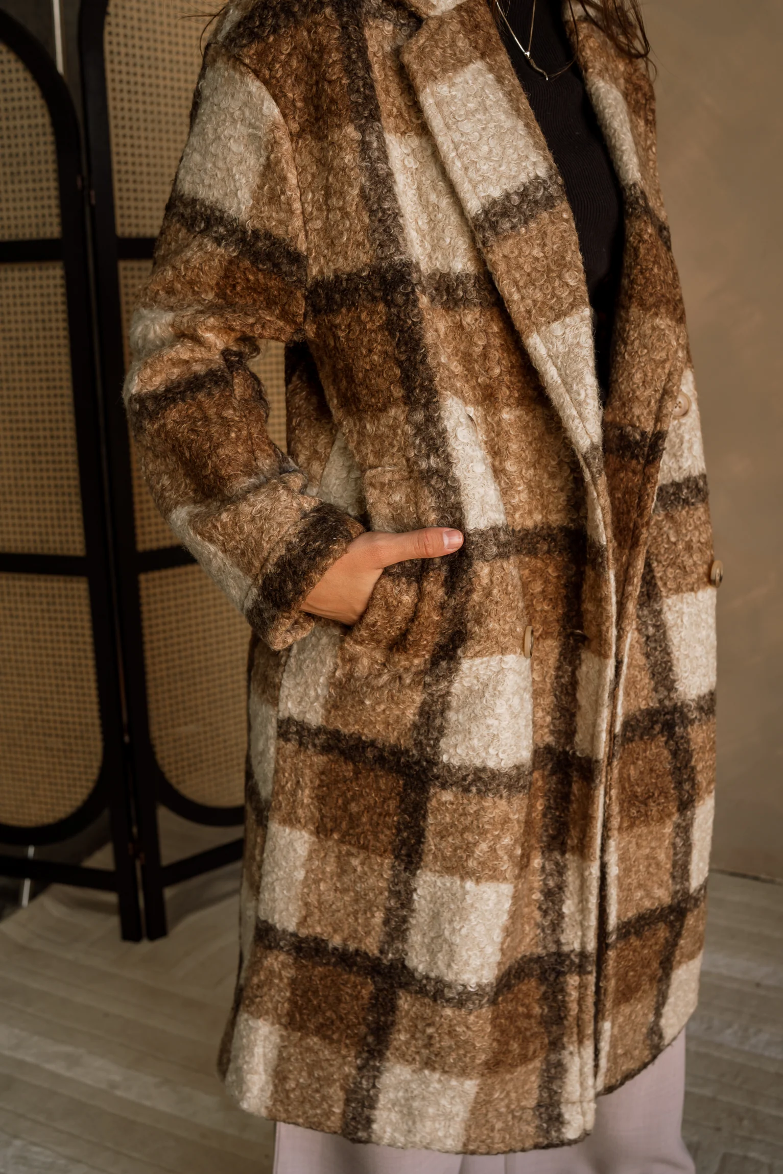 Holly Brown & Tan Plaid Coat - Image 5