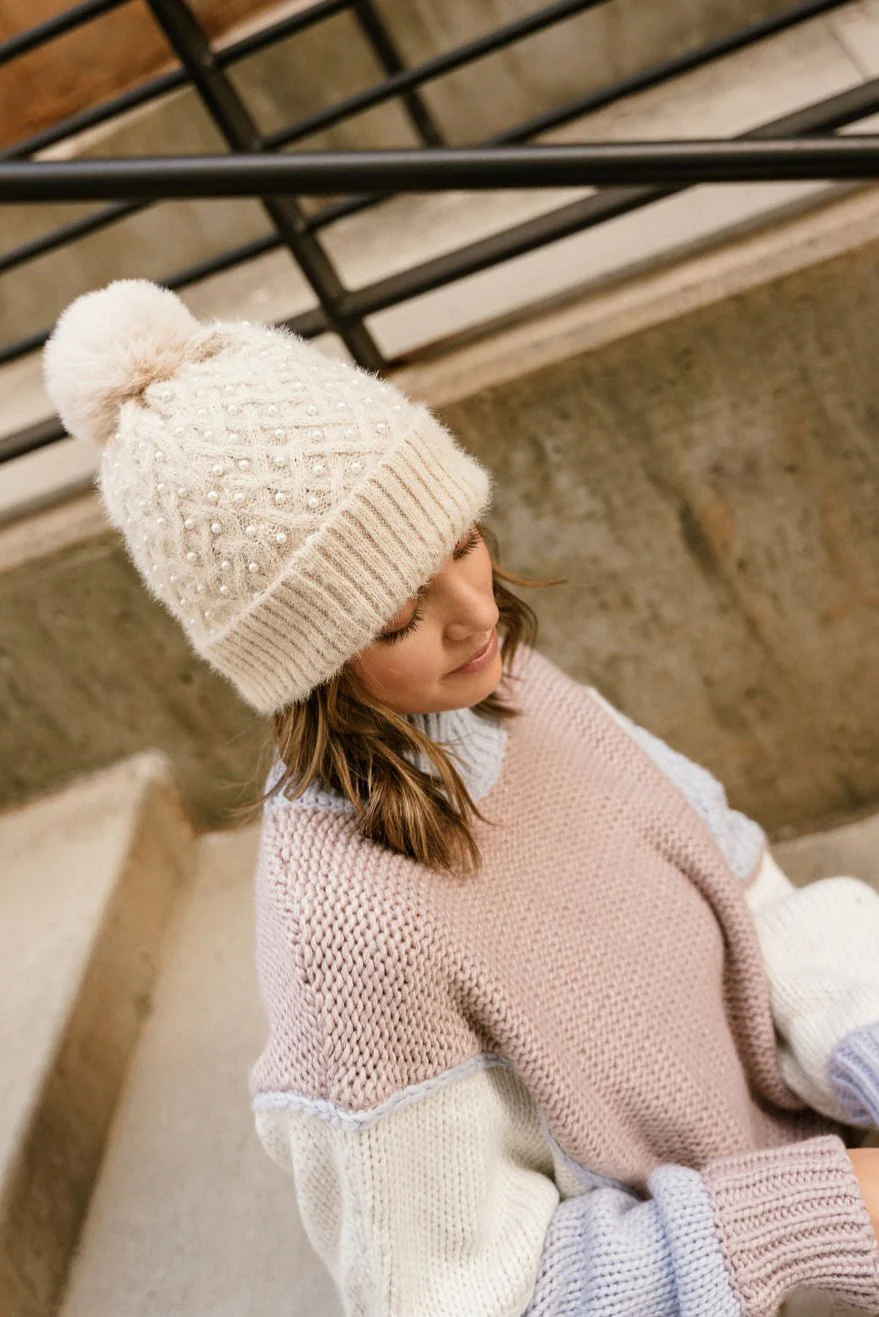 Holly Ivory & Pearl Pom Pom Beanie - Image 3