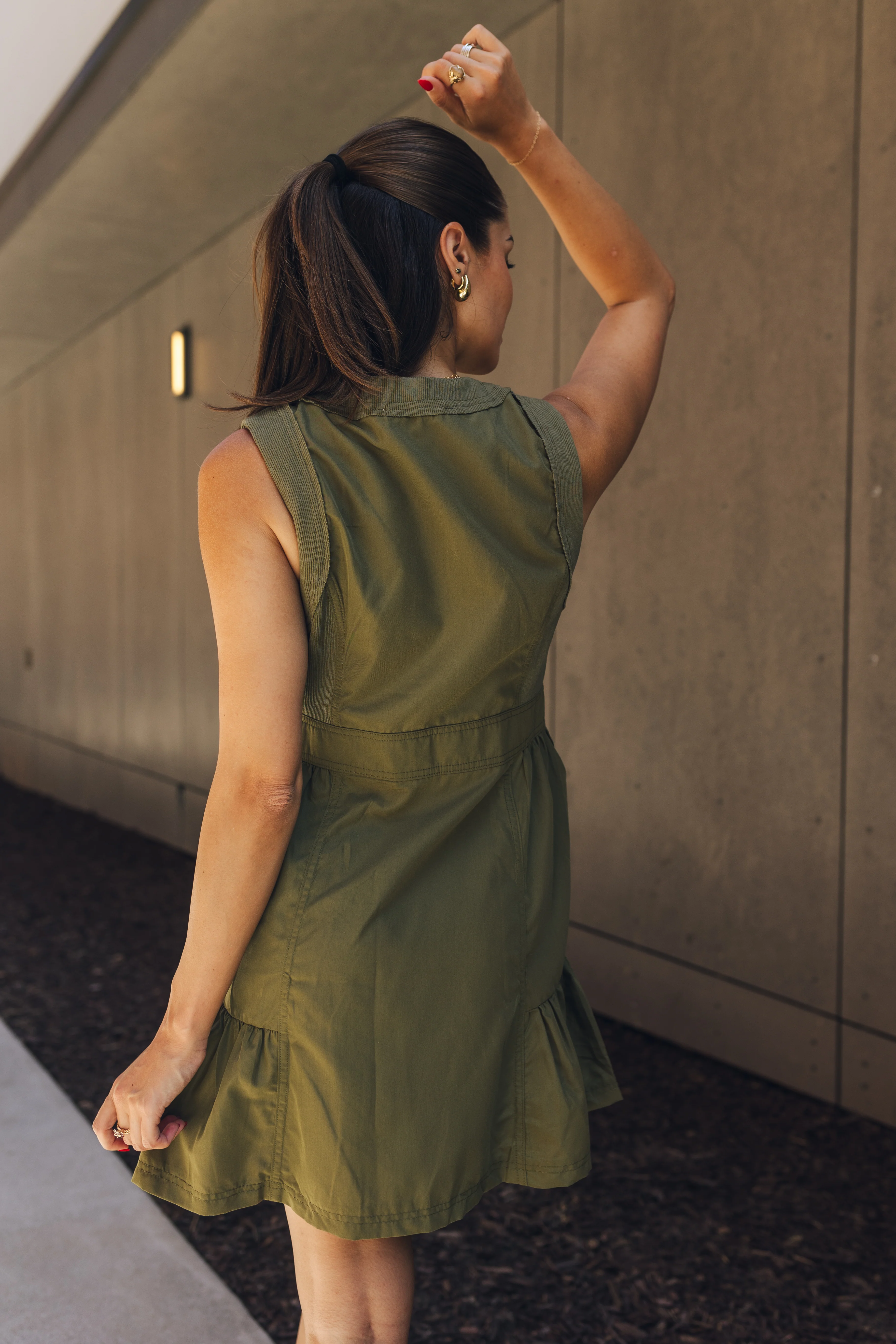 Holly Olive Mini Dress - Image 3
